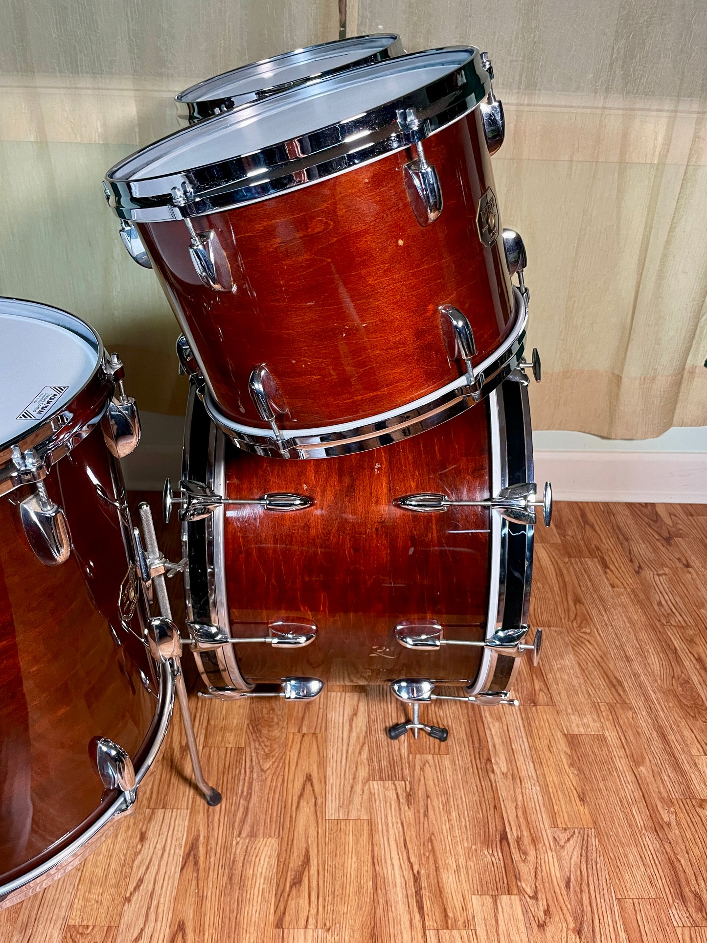 1970s Gretsch Stop Sign Badge Drum Set Mahogany Lacquer 22/12/13/16