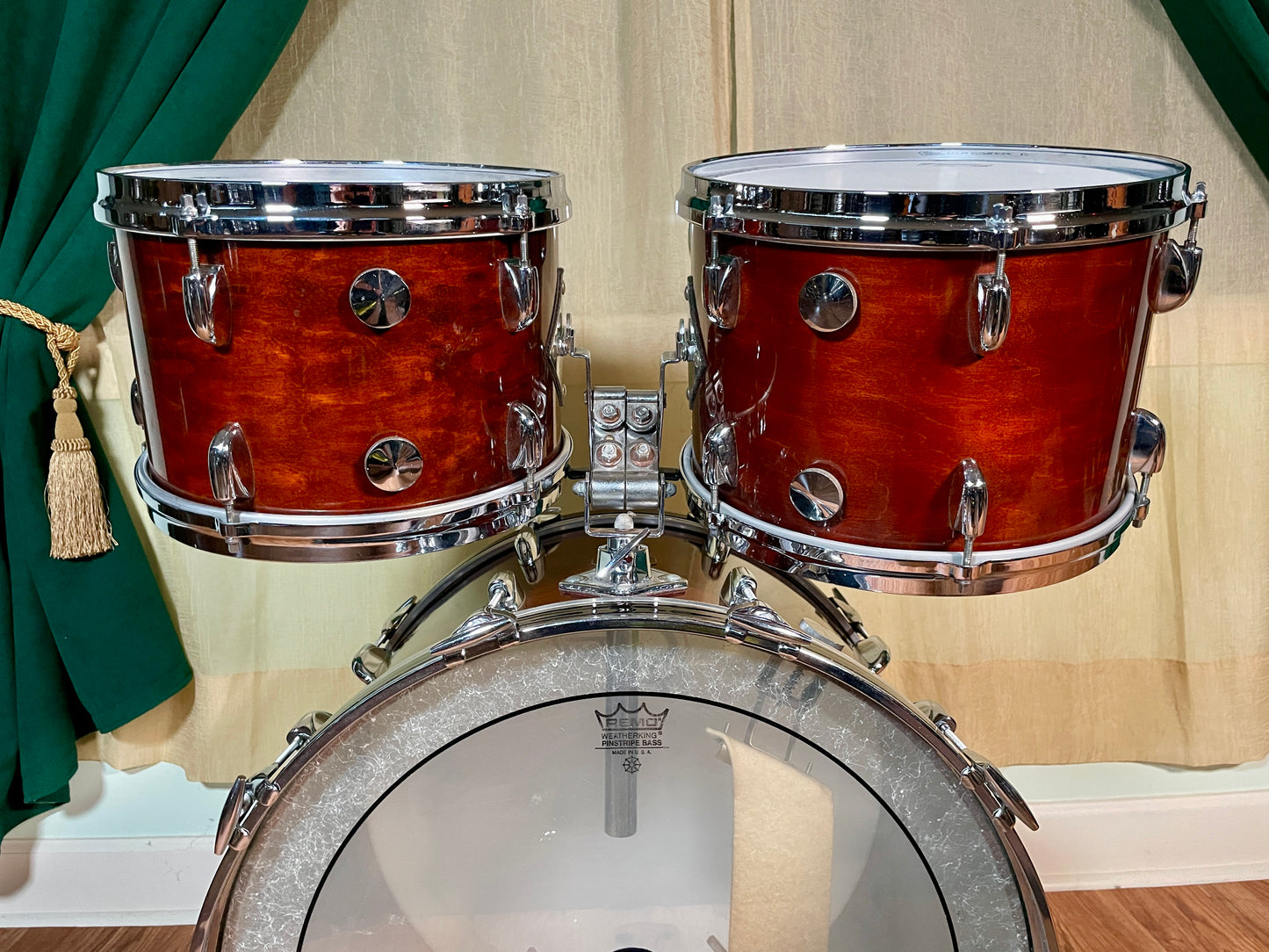 1970s Gretsch Stop Sign Badge Drum Set Mahogany Lacquer 22/12/13/16