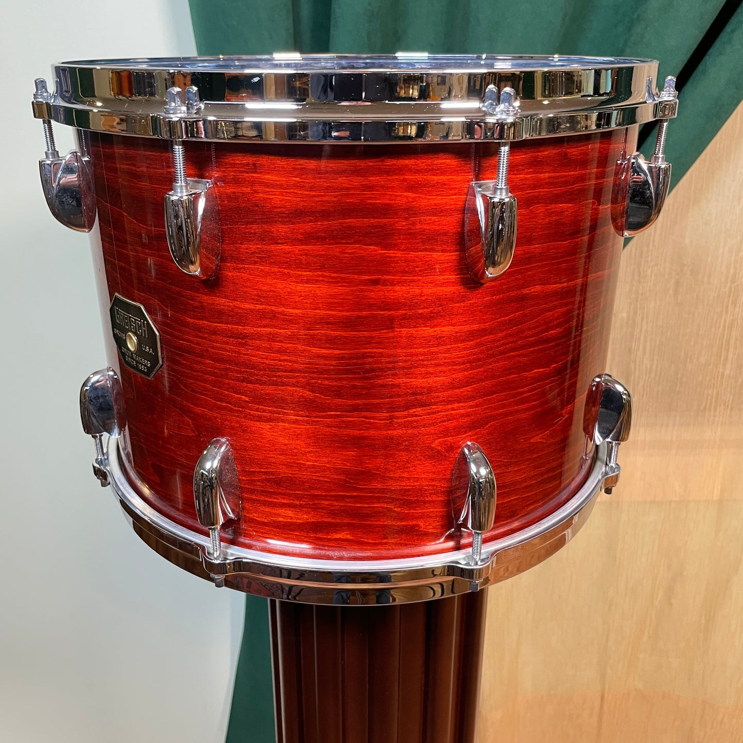 1970s Gretsch 10x14 Stop Sign Badge Tom Drum Rosewood Lacquer