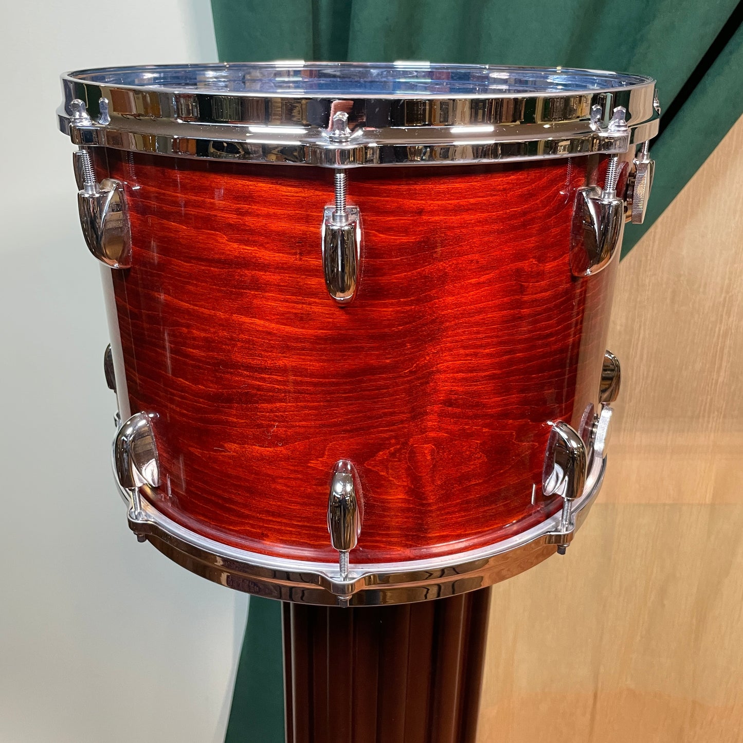 1970s Gretsch 10x14 Stop Sign Badge Tom Drum Rosewood Lacquer