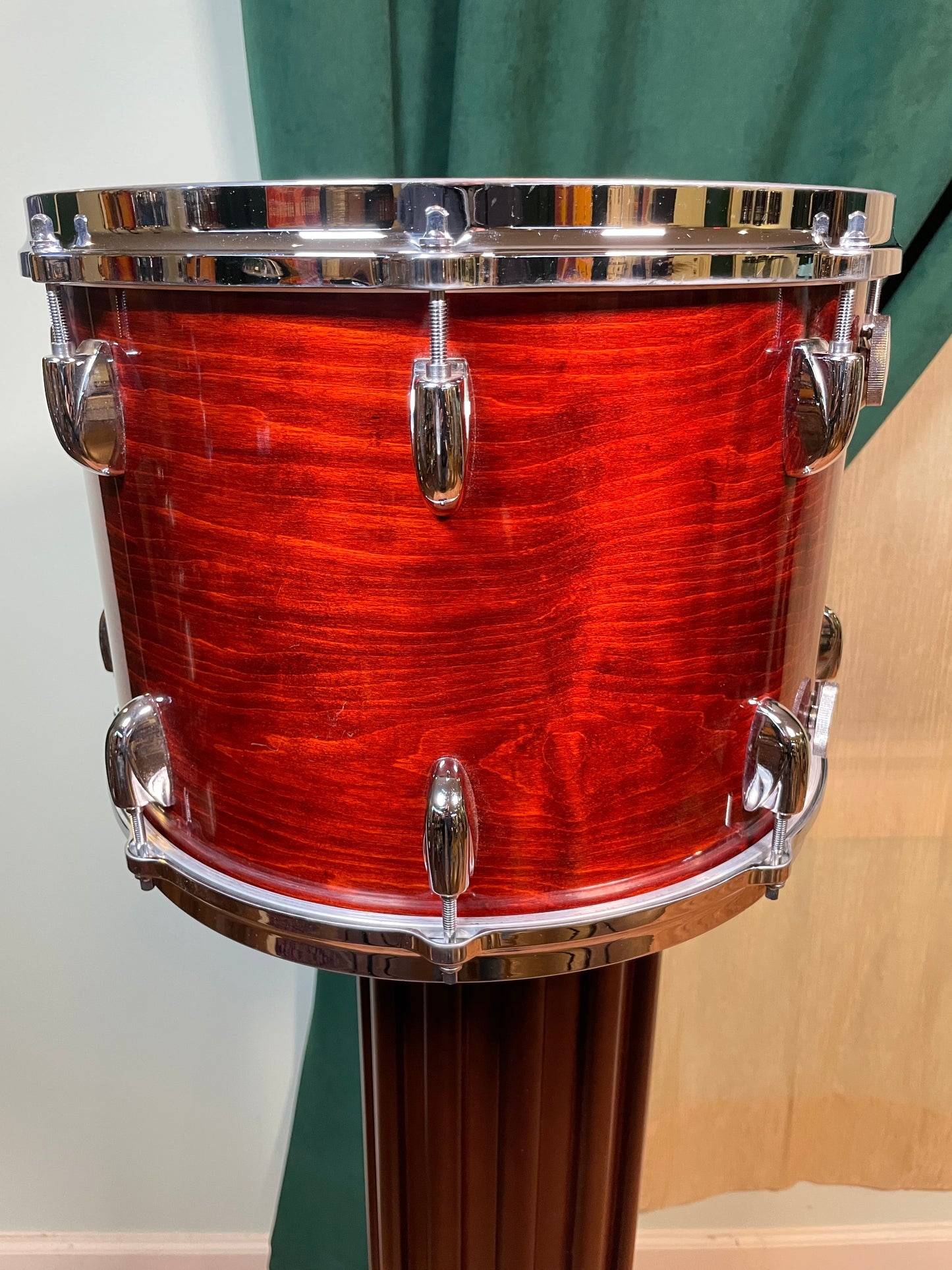 1970s Gretsch 10x14 Stop Sign Badge Tom Drum Rosewood Lacquer