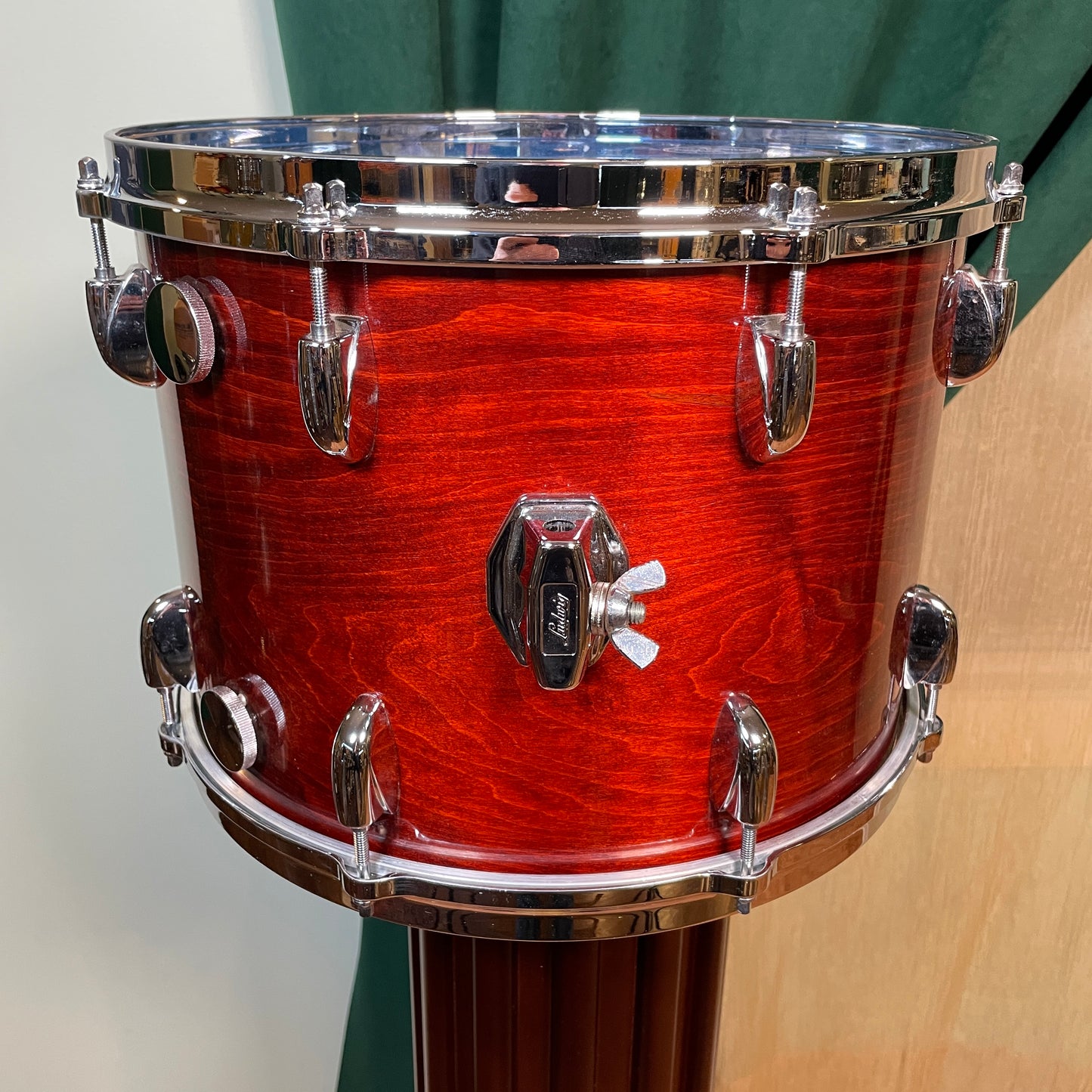 1970s Gretsch 10x14 Stop Sign Badge Tom Drum Rosewood Lacquer
