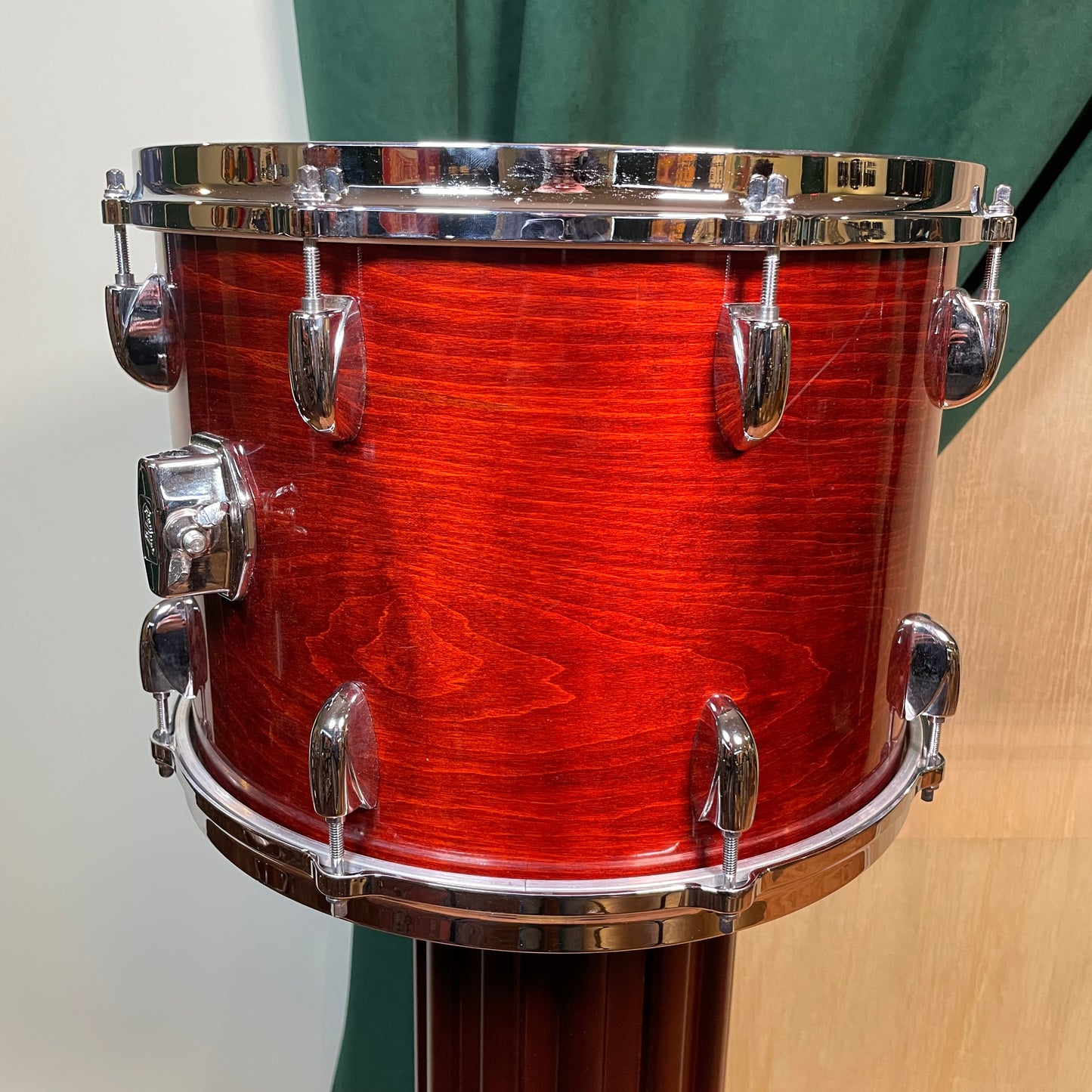 1970s Gretsch 10x14 Stop Sign Badge Tom Drum Rosewood Lacquer