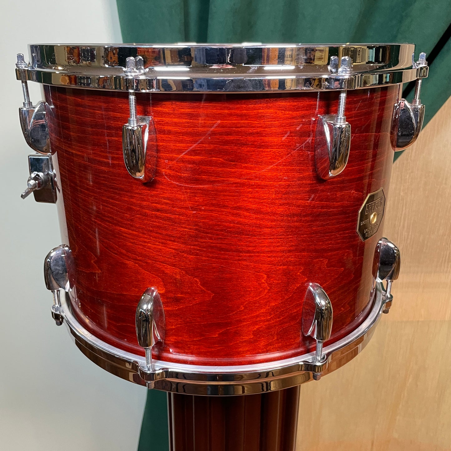 1970s Gretsch 10x14 Stop Sign Badge Tom Drum Rosewood Lacquer