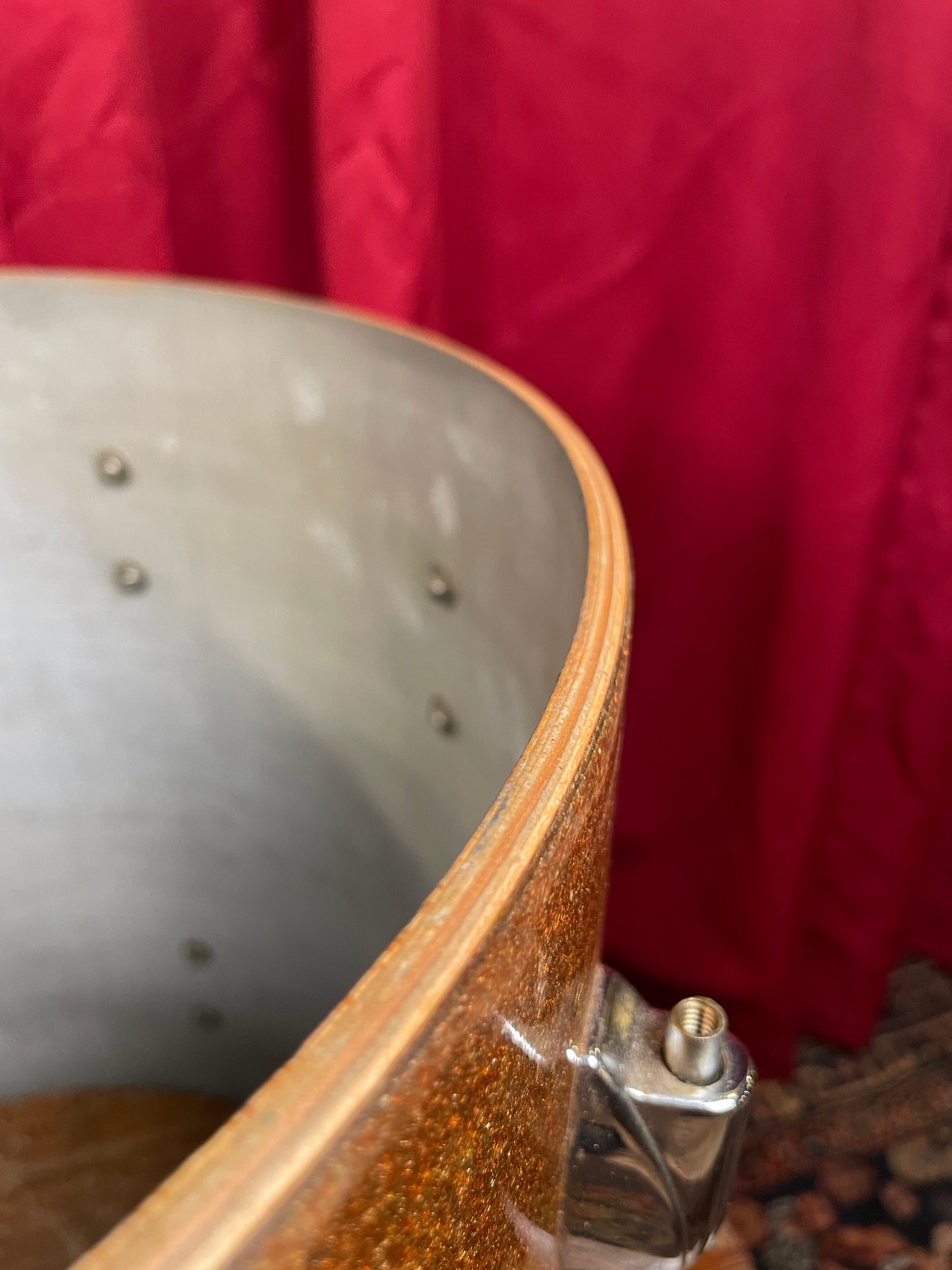 1960s Gretsch 16x16 Floor Tom Drum Champagne Sparkle Round Badge