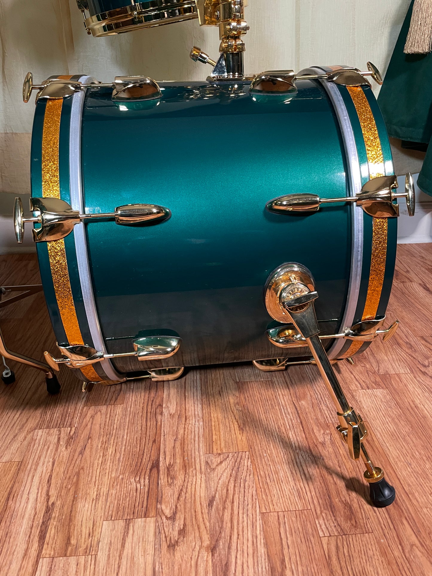 NOS Gretsch USA 125th Anniversary Progressive Bop Drum Set Cadillac Green Gold Hardware 18/12/14 4.5x14 Snare
