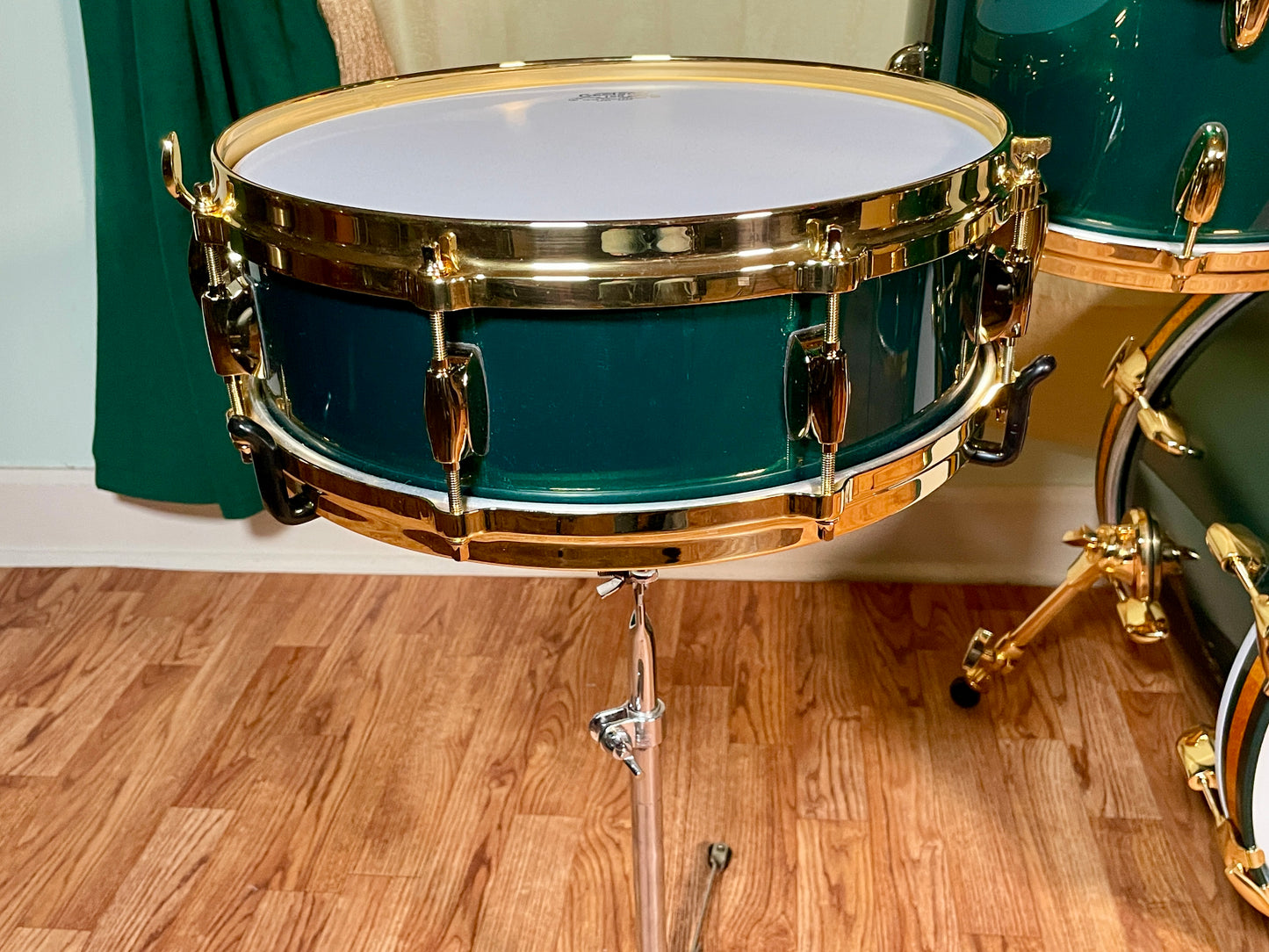 NOS Gretsch USA 125th Anniversary Progressive Bop Drum Set Cadillac Green Gold Hardware 18/12/14 4.5x14 Snare