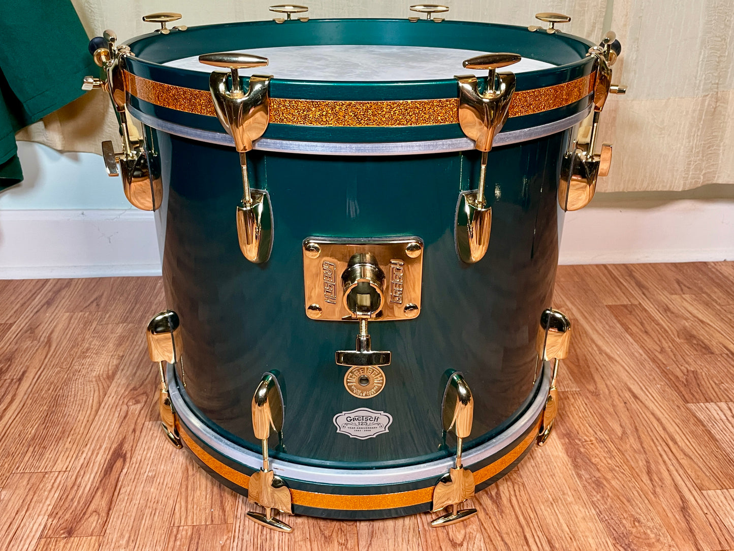NOS Gretsch USA 125th Anniversary Progressive Bop Drum Set Cadillac Green Gold Hardware 18/12/14 4.5x14 Snare