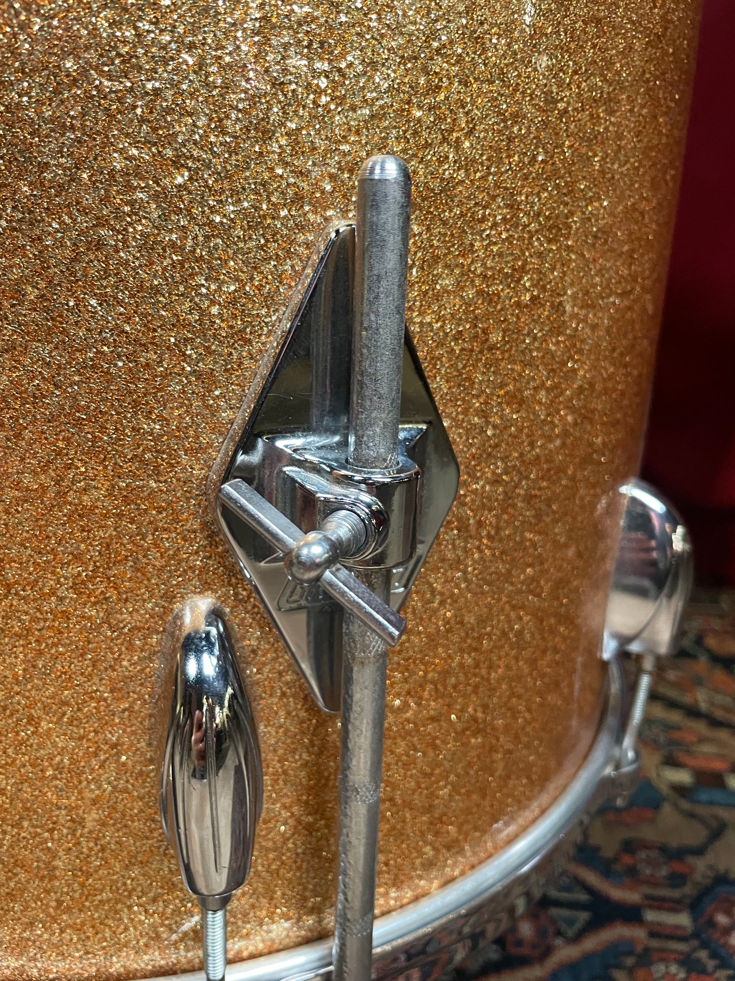 1960s Gretsch 16x16 Floor Tom Drum Champagne Sparkle Round Badge