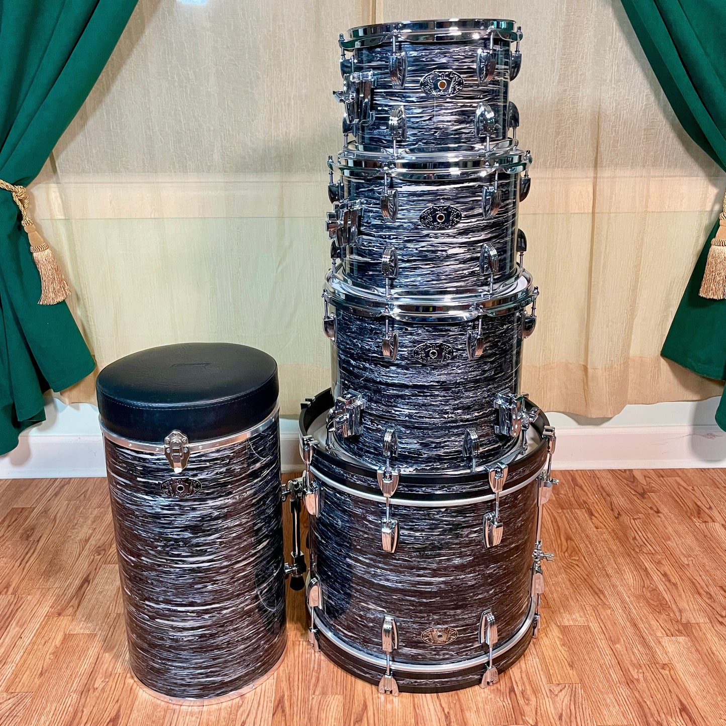 NOS Ludwig 100th Anniversary Classic Maple Drum Set Black Oyster 18/10/12/14
