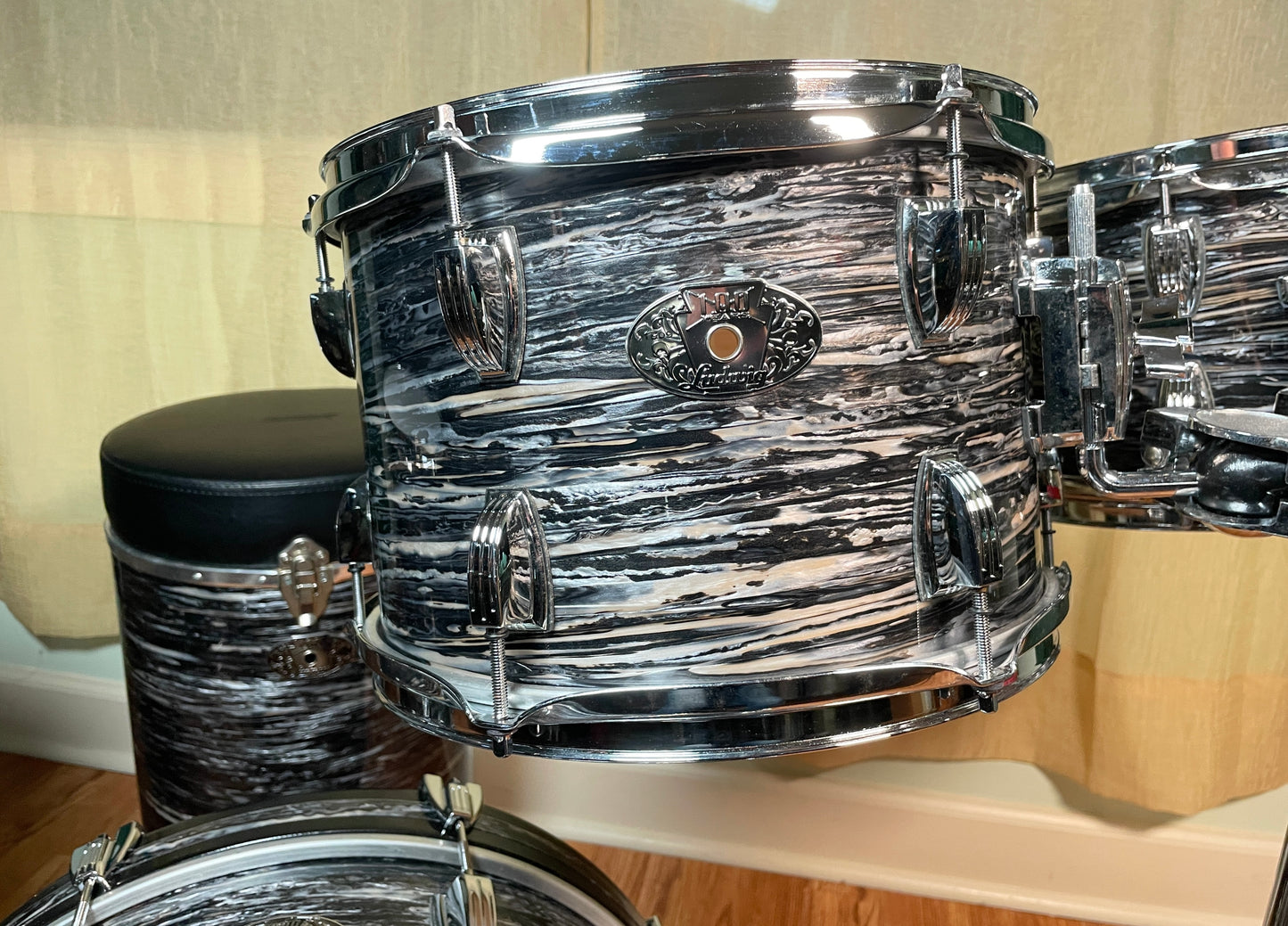 NOS Ludwig 100th Anniversary Classic Maple Drum Set Black Oyster 18/10/12/14