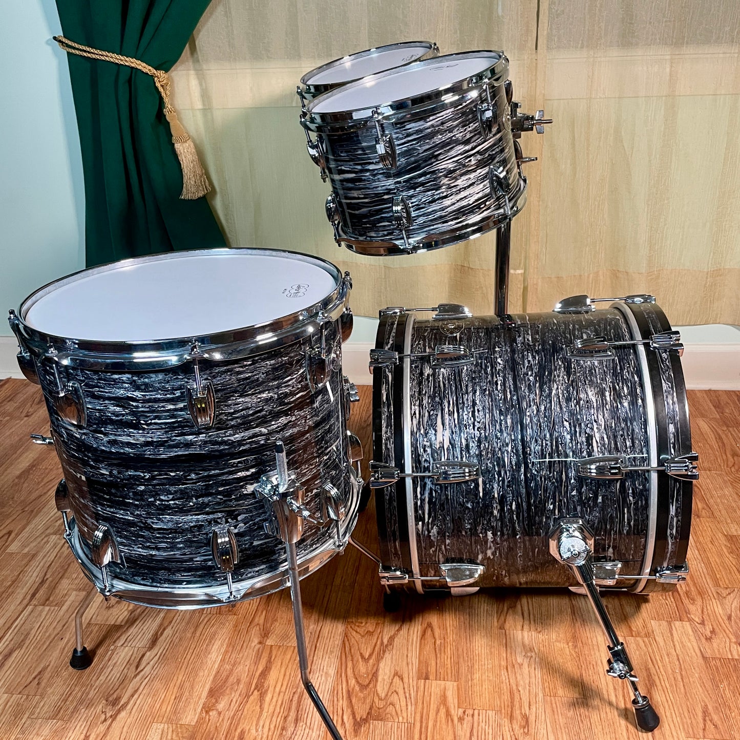 NOS Ludwig 100th Anniversary Classic Maple Drum Set Black Oyster 18/10/12/14