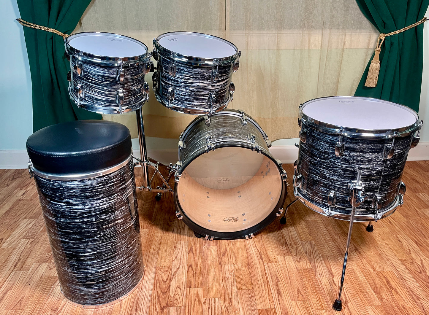 NOS Ludwig 100th Anniversary Classic Maple Drum Set Black Oyster 18/10/12/14
