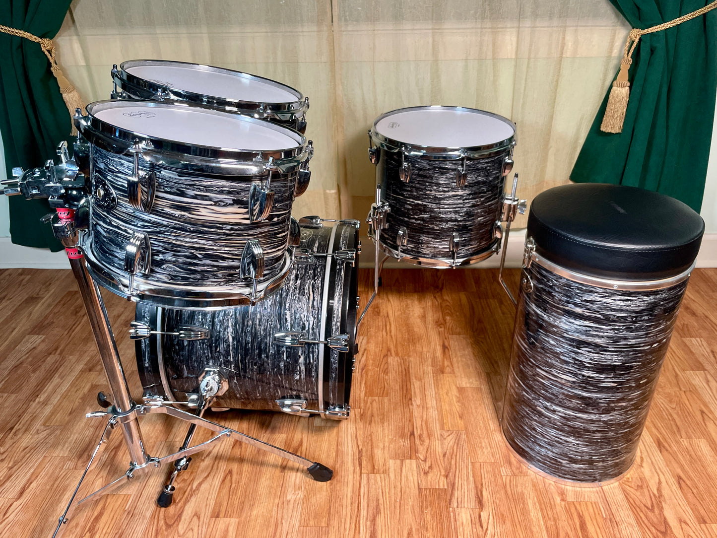 NOS Ludwig 100th Anniversary Classic Maple Drum Set Black Oyster 18/10/12/14