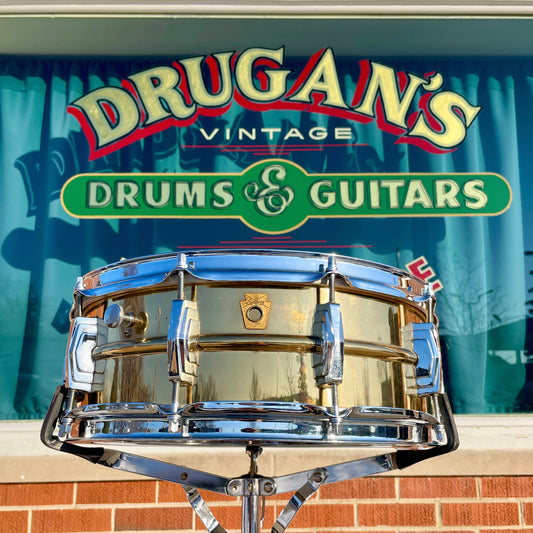 Zoro's 1960 Ludwig Super-Ludwig 5x14 Rare No. 401 Lacquered Brass Pre-Serial Supraphonic Snare Drum