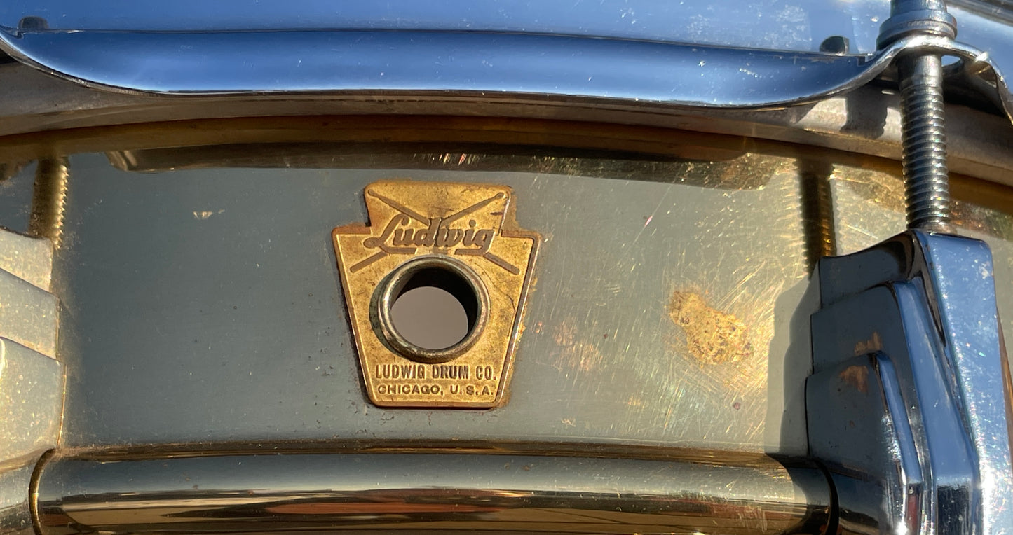 Zoro's 1960 Ludwig Super-Ludwig 5x14 Rare No. 401 Lacquered Brass Pre-Serial Supraphonic Snare Drum