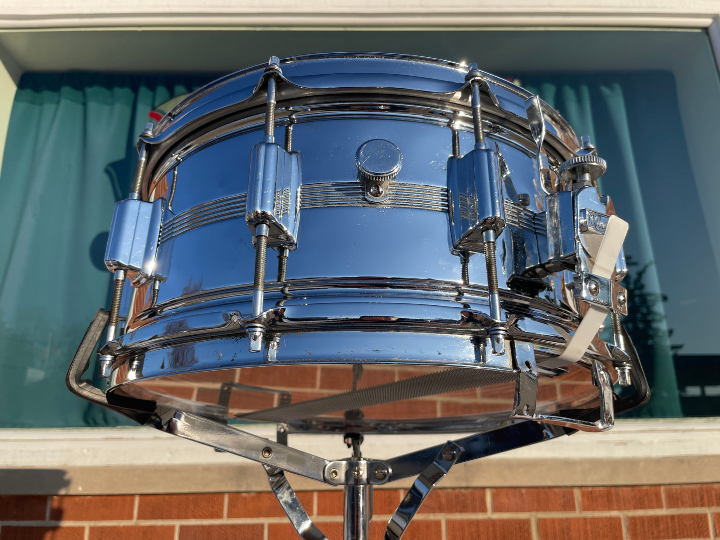 1970s Rogers 6.5x14 Chrome Over Brass Dynasonic Snare Drum