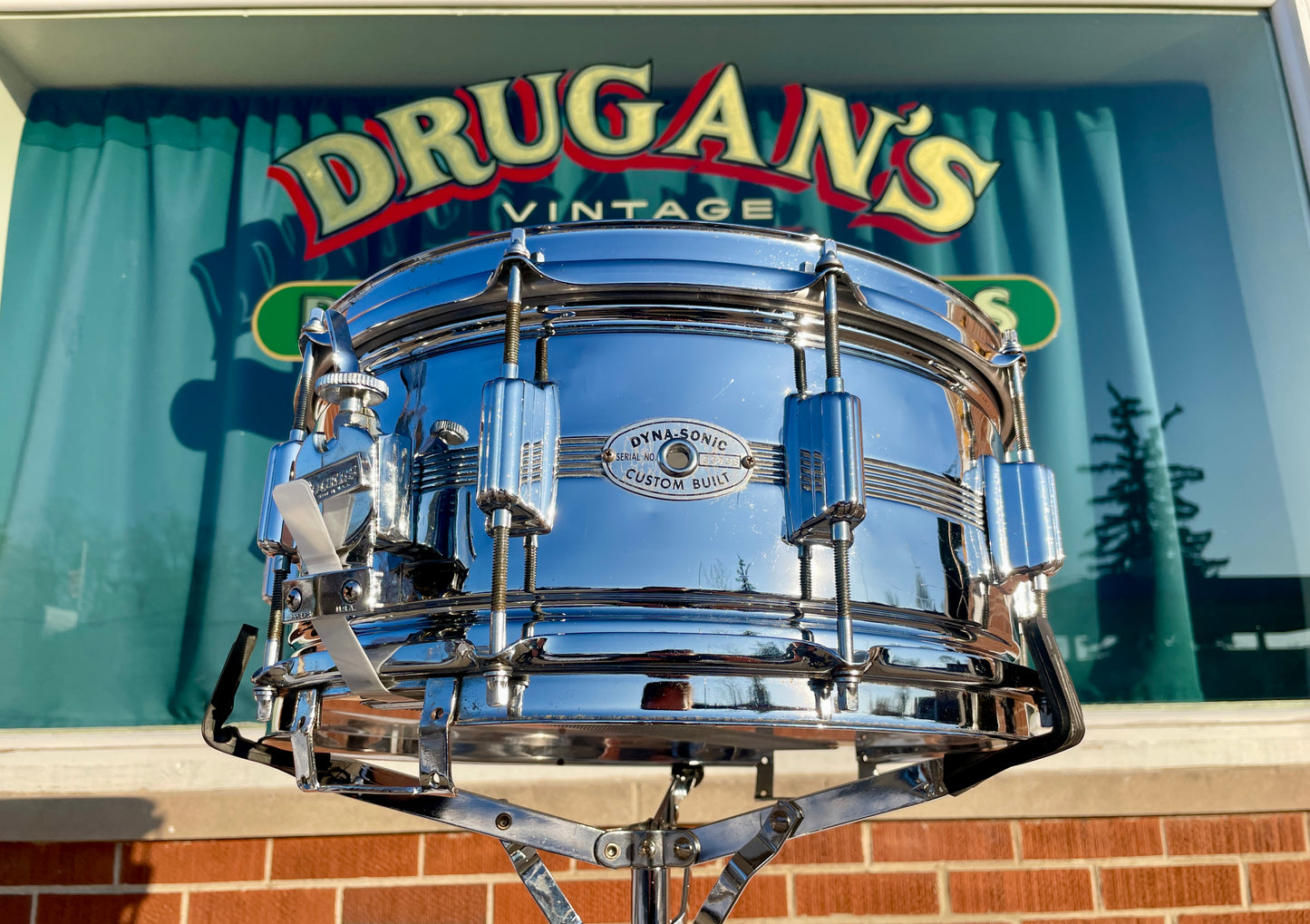 1970s Rogers 6.5x14 Chrome Over Brass Dynasonic Snare Drum
