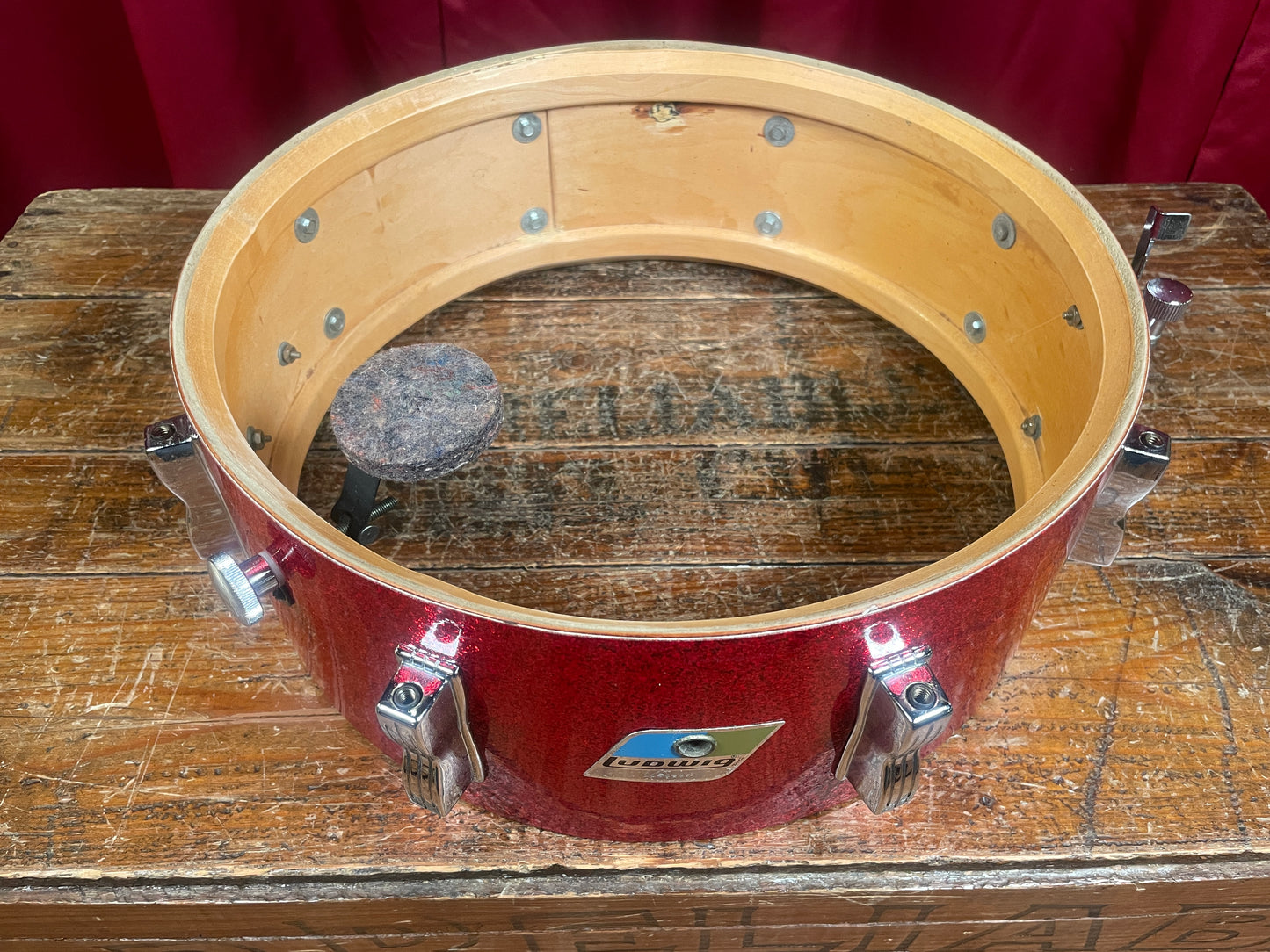 1970s Ludwig 5x14 Jazz Festival No. 908P Snare Drum Red Sparkle