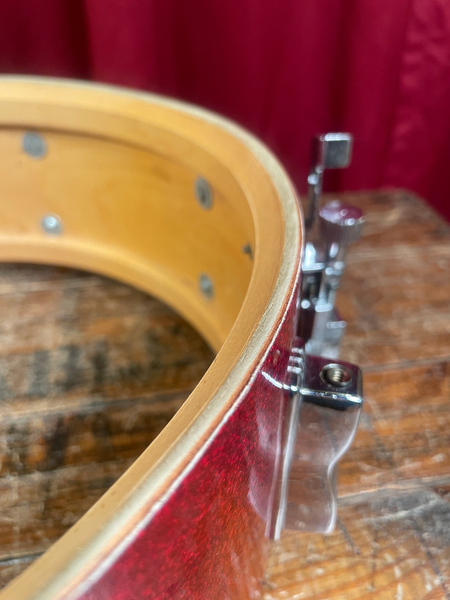1970s Ludwig 5x14 Jazz Festival No. 908P Snare Drum Red Sparkle