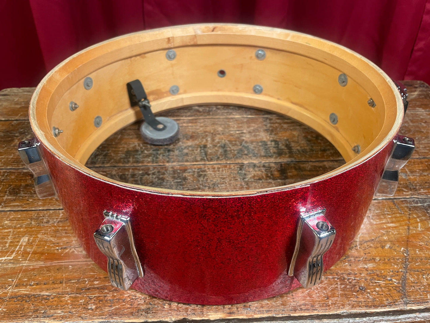 1970s Ludwig 5x14 Jazz Festival No. 908P Snare Drum Red Sparkle