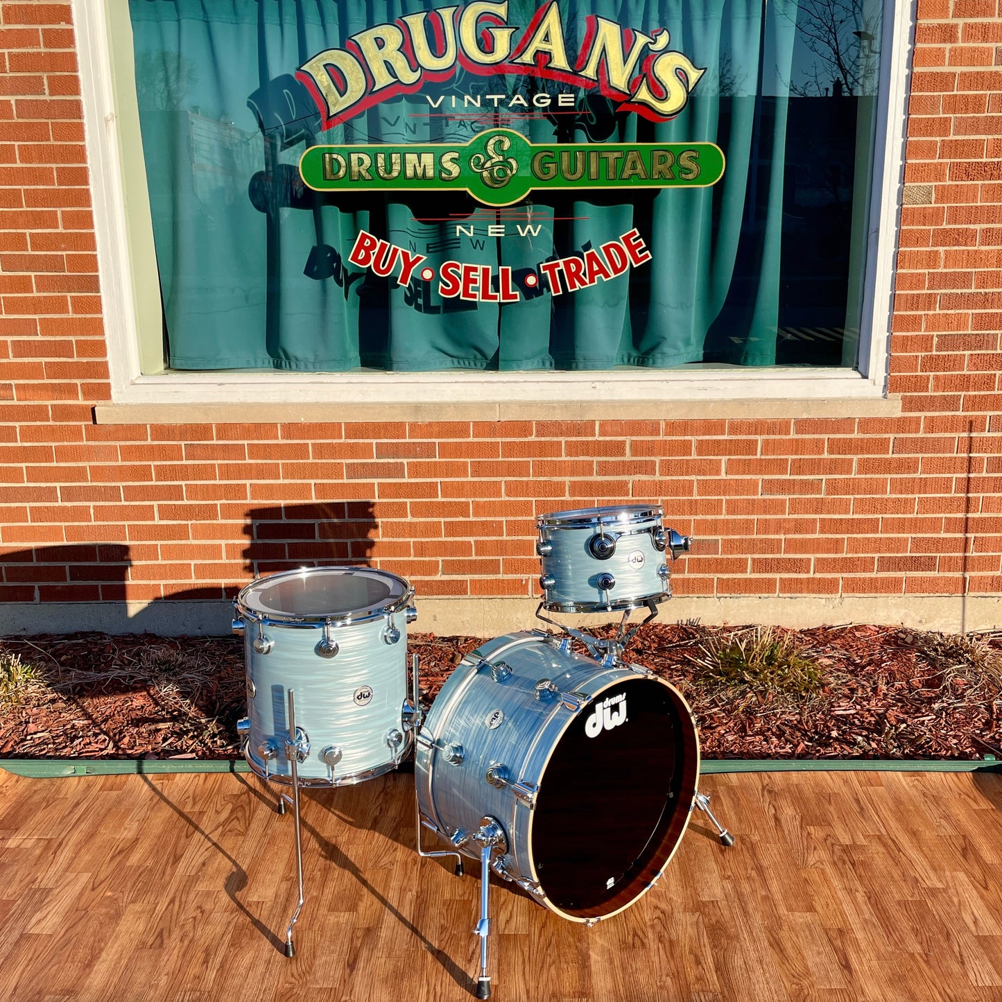 DW Collector's Series Maple/Mahogany 3-Piece Drum Set Pale Blue Oyster 12x20/8x12/14x14 Drum Workshop