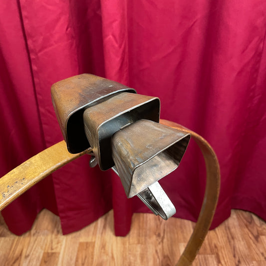 Vintage 1920s Set of 3 Tuned Cow Bells Ludwig Leedy Tri-Bell Trap Set