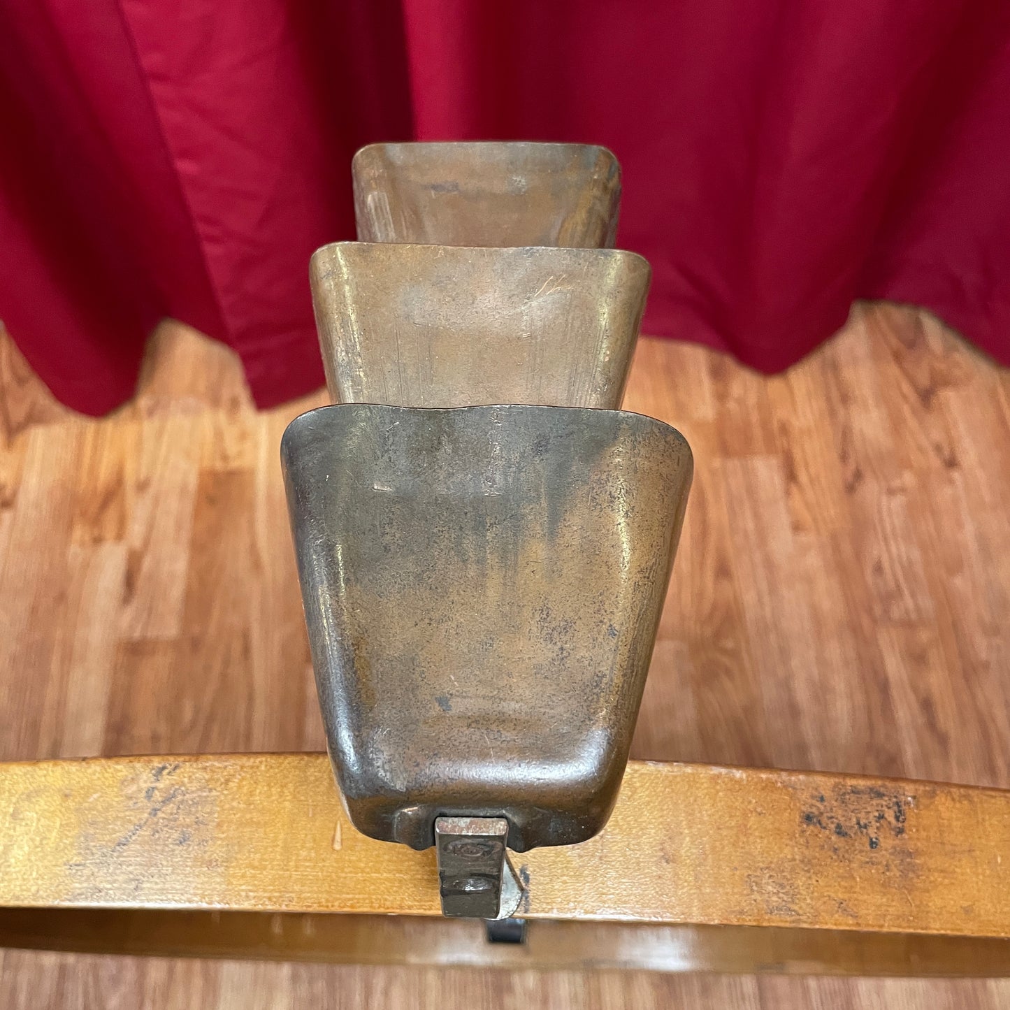 Vintage 1920s Set of 3 Tuned Cow Bells Ludwig Leedy Tri-Bell Trap Set