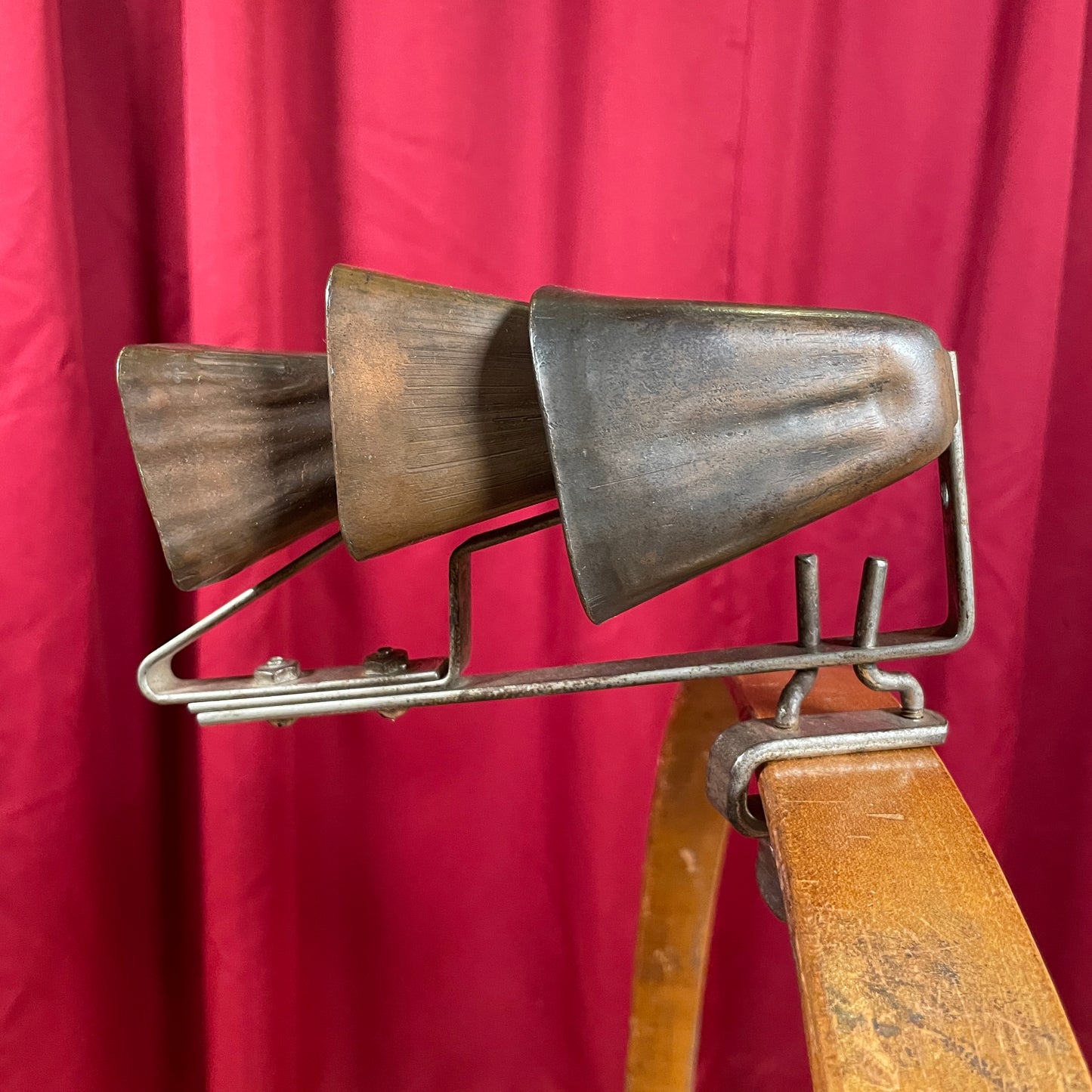 Vintage 1920s Set of 3 Tuned Cow Bells Ludwig Leedy Tri-Bell Trap Set