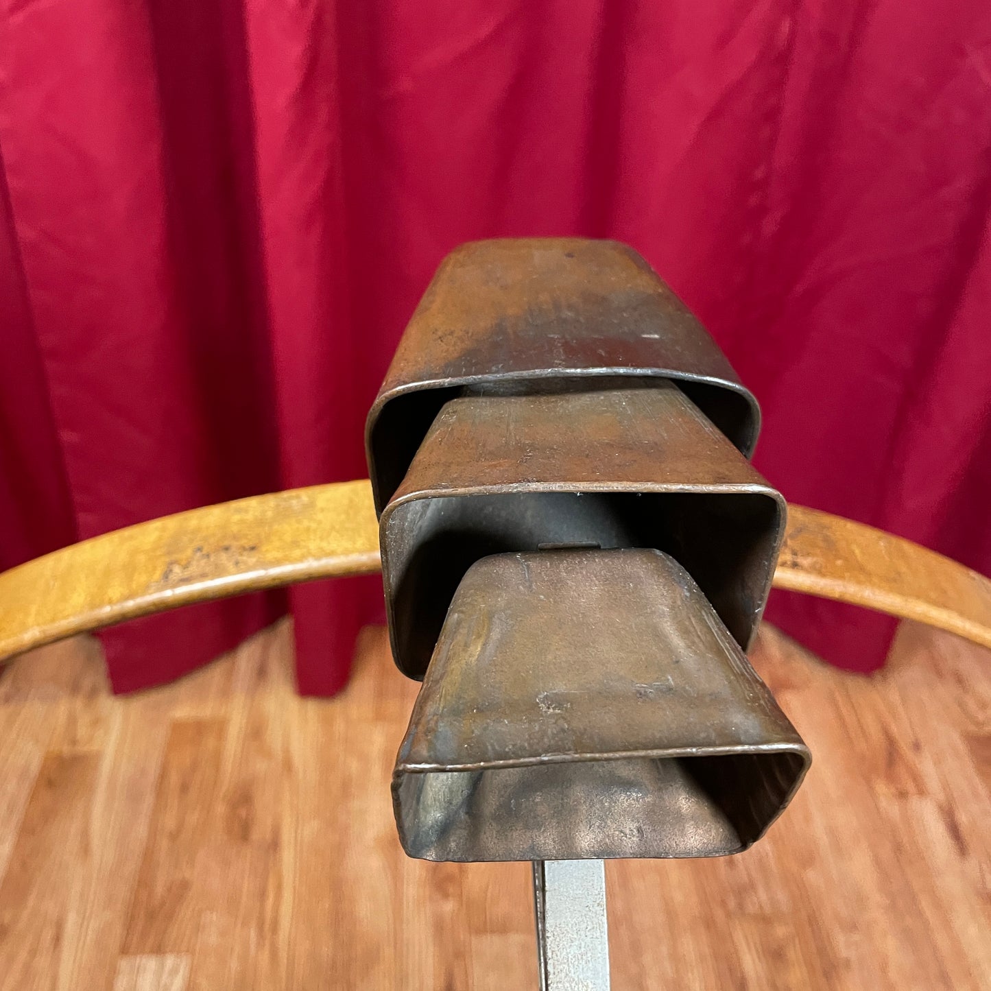 Vintage 1920s Set of 3 Tuned Cow Bells Ludwig Leedy Tri-Bell Trap Set