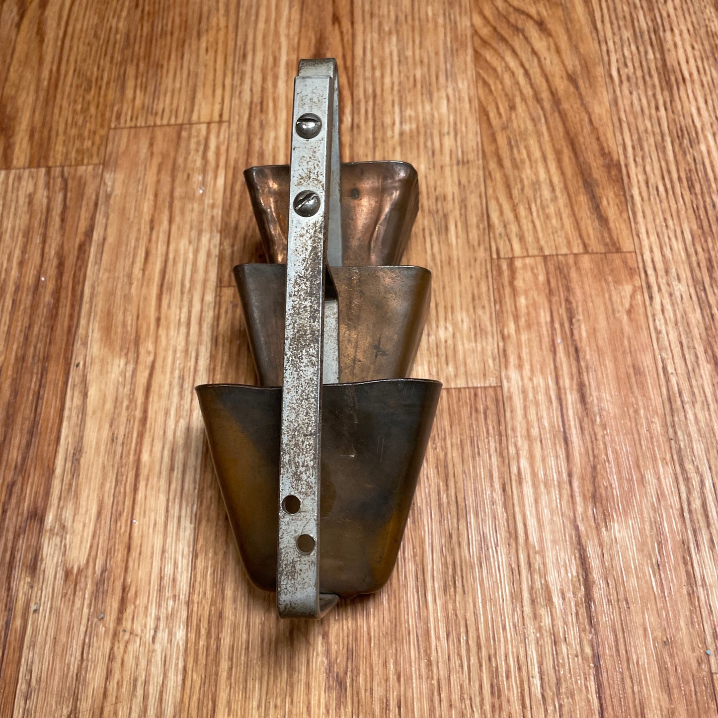 Vintage 1920s Set of 3 Tuned Cow Bells Ludwig Leedy Tri-Bell Trap Set