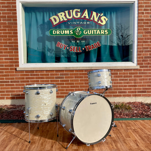 Early 1960s Camco Aristocrat Drum Set White Marine Pearl 22/13/16 Oaklawn