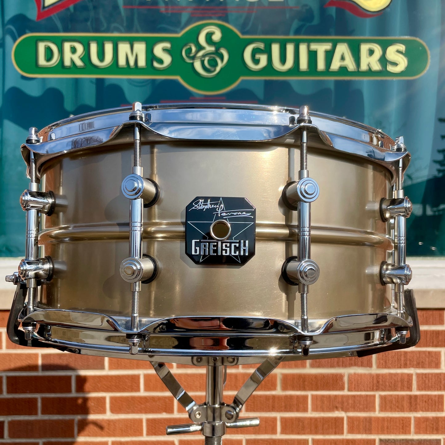2010s Gretsch 6.5x14 Steve Ferrone Aluminum Signature Snare Drum Satin Titanium