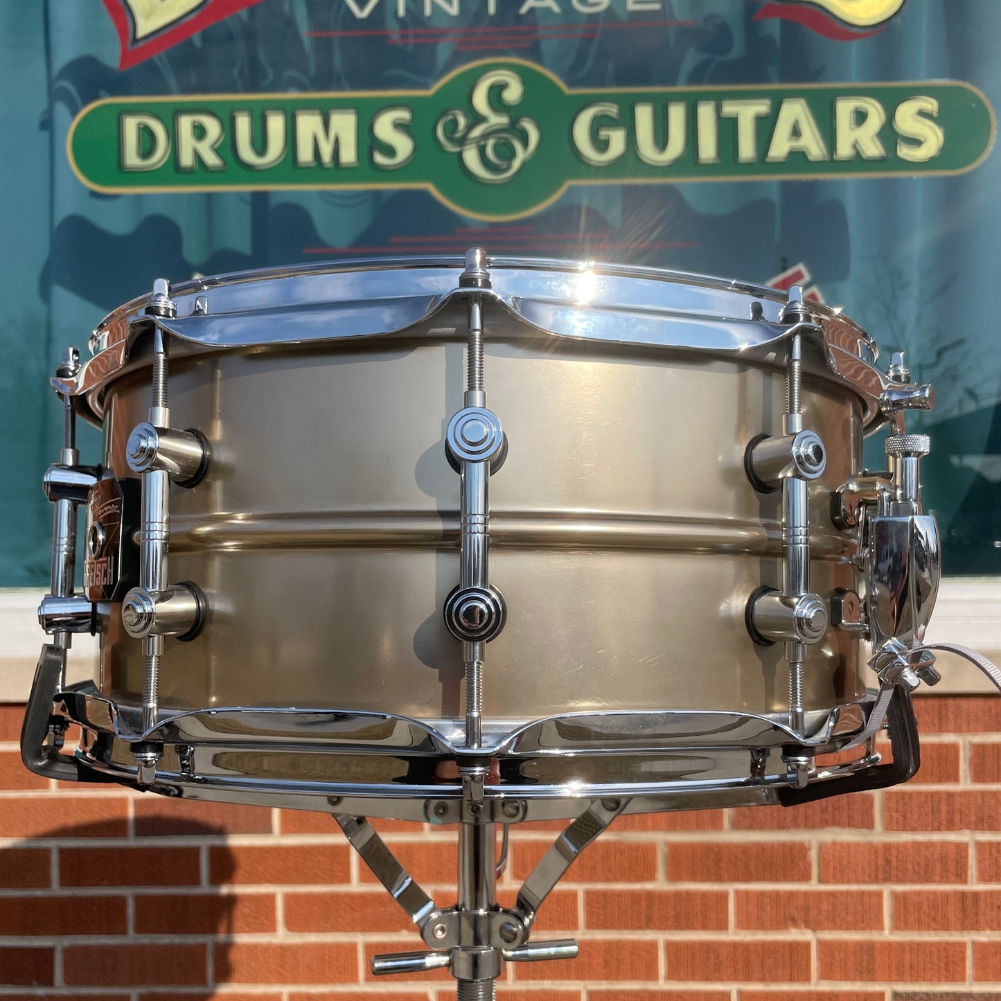 2010s Gretsch 6.5x14 Steve Ferrone Aluminum Signature Snare Drum Satin Titanium