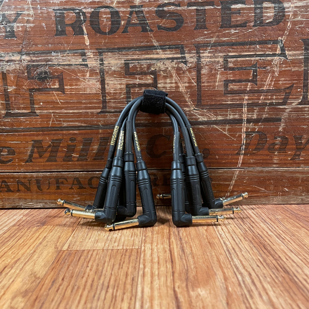 Lot of 5 Mogami 10in Gold Instrument Patch Cables With Right Angle Con
