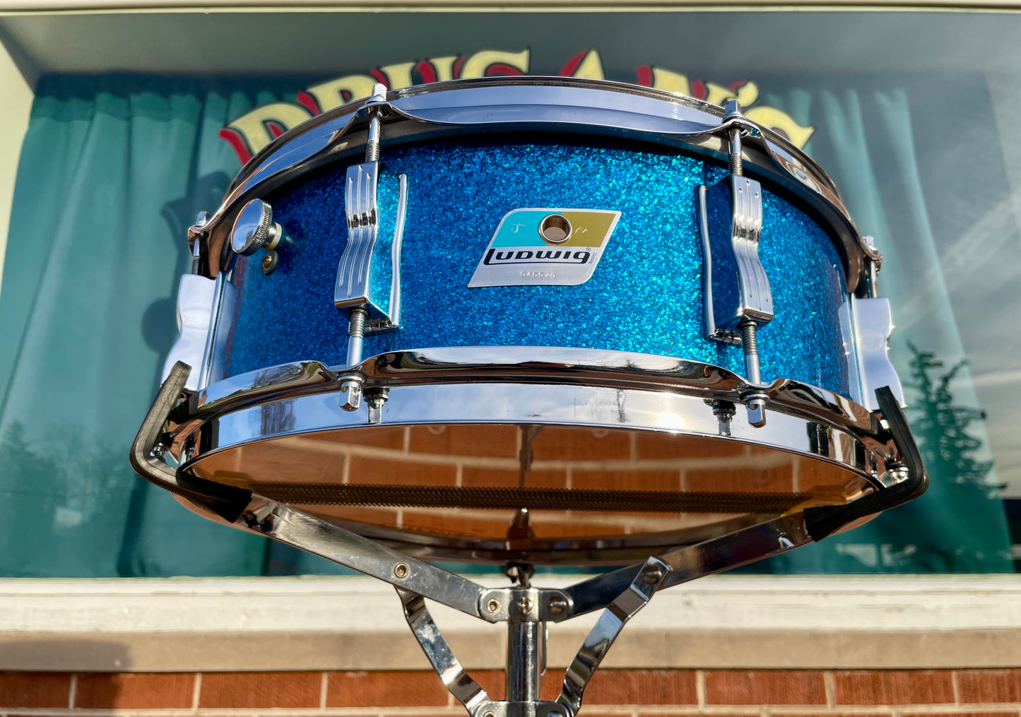 1970s Ludwig 5x14 Jazz Festival No. 908P Snare Drum Blue Sparkle