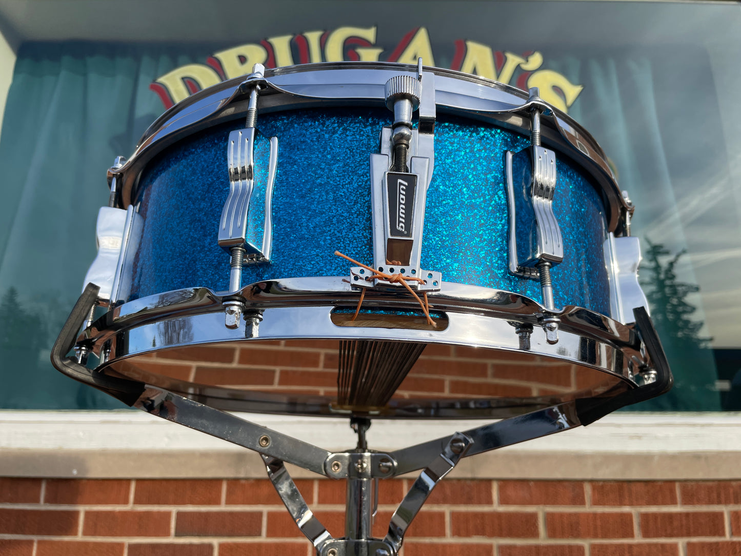 1970s Ludwig 5x14 Jazz Festival No. 908P Snare Drum Blue Sparkle