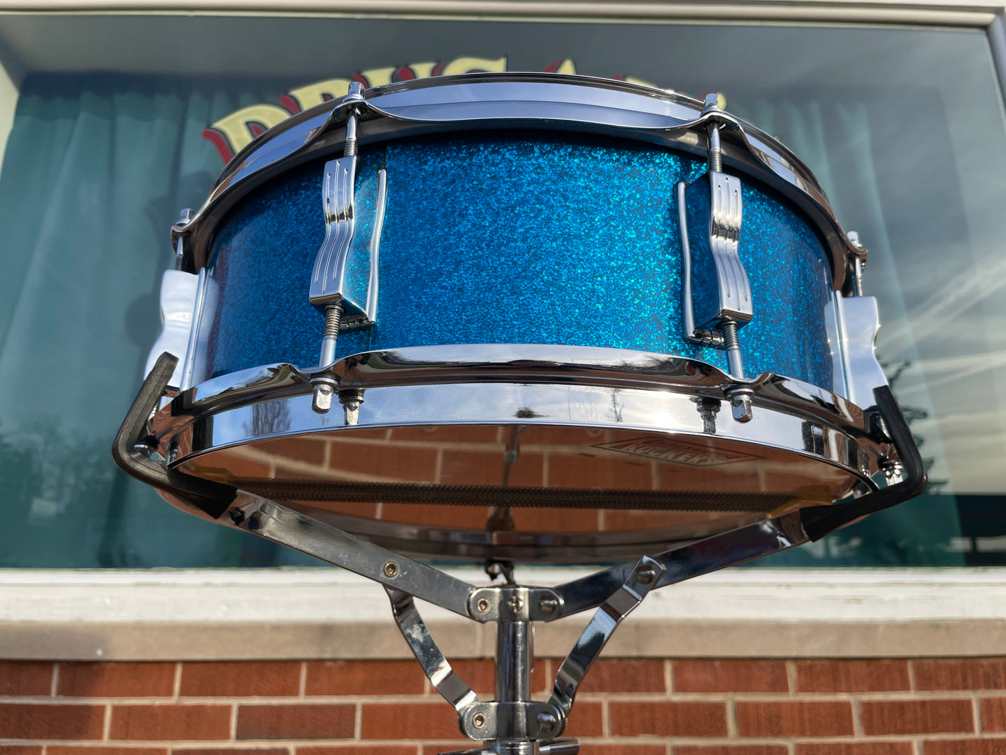 1970s Ludwig 5x14 Jazz Festival No. 908P Snare Drum Blue Sparkle