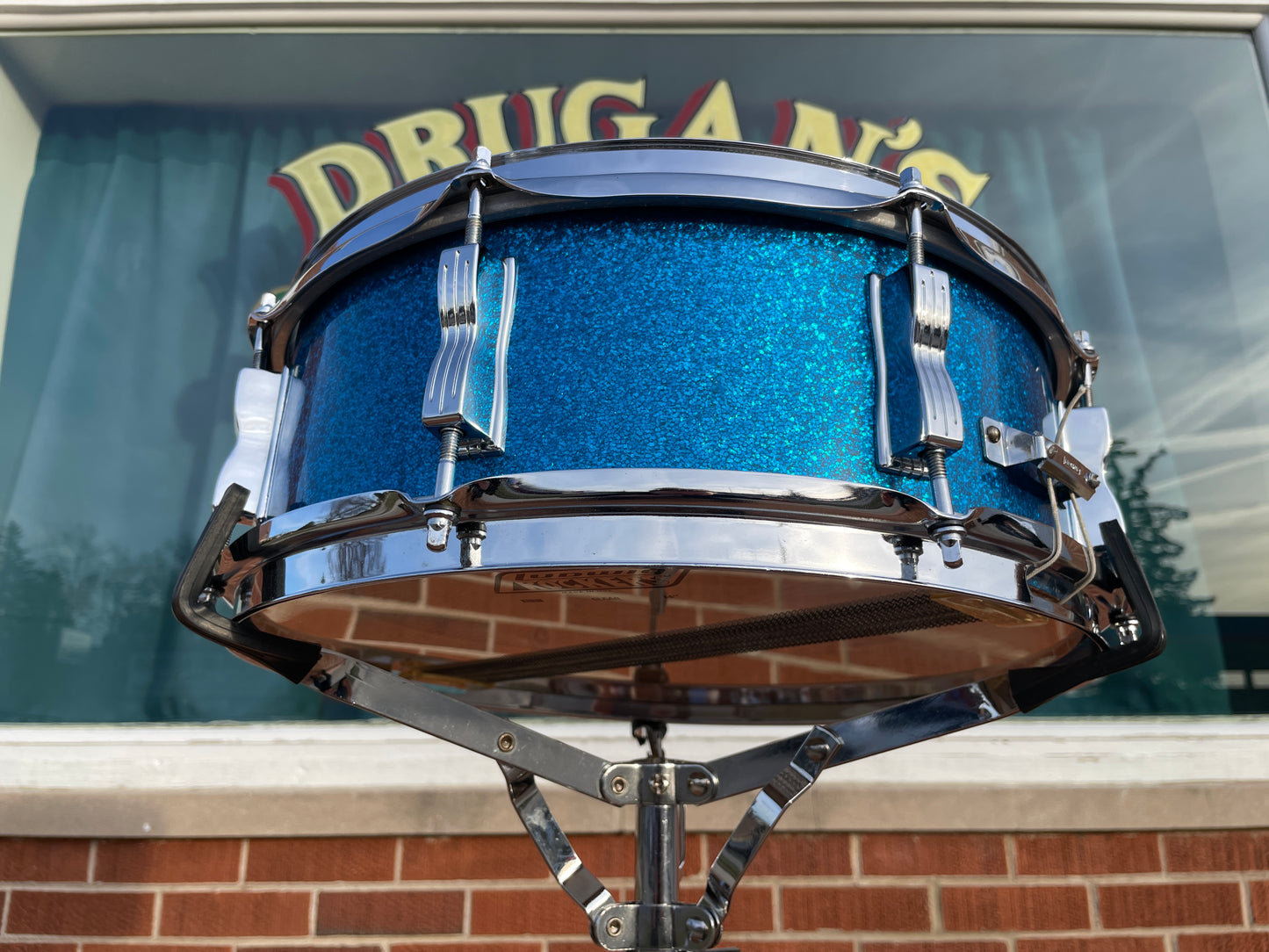 1970s Ludwig 5x14 Jazz Festival No. 908P Snare Drum Blue Sparkle
