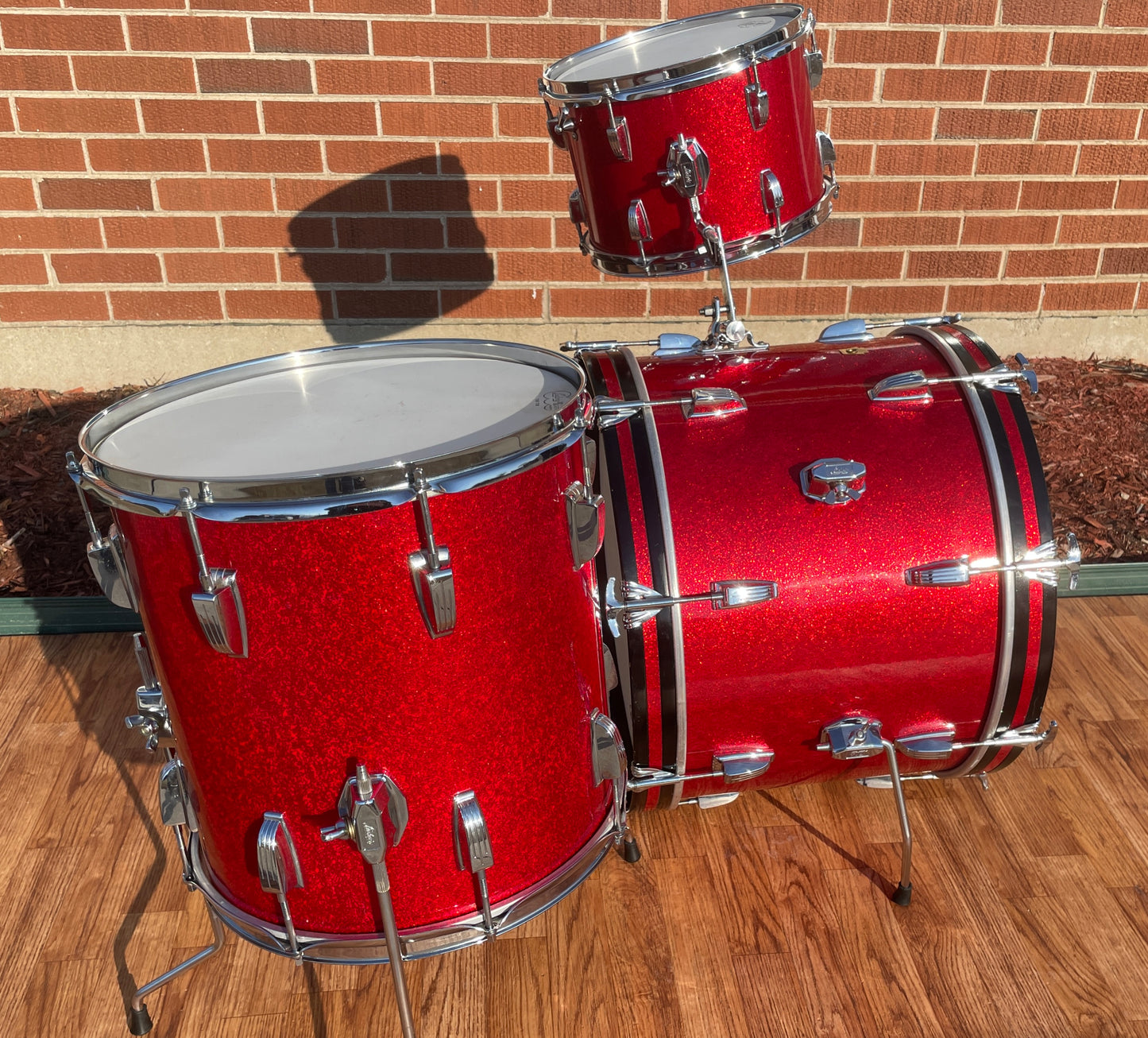 1960s Ludwig Downbeat Drum Set Red Sparkle 20/12/14