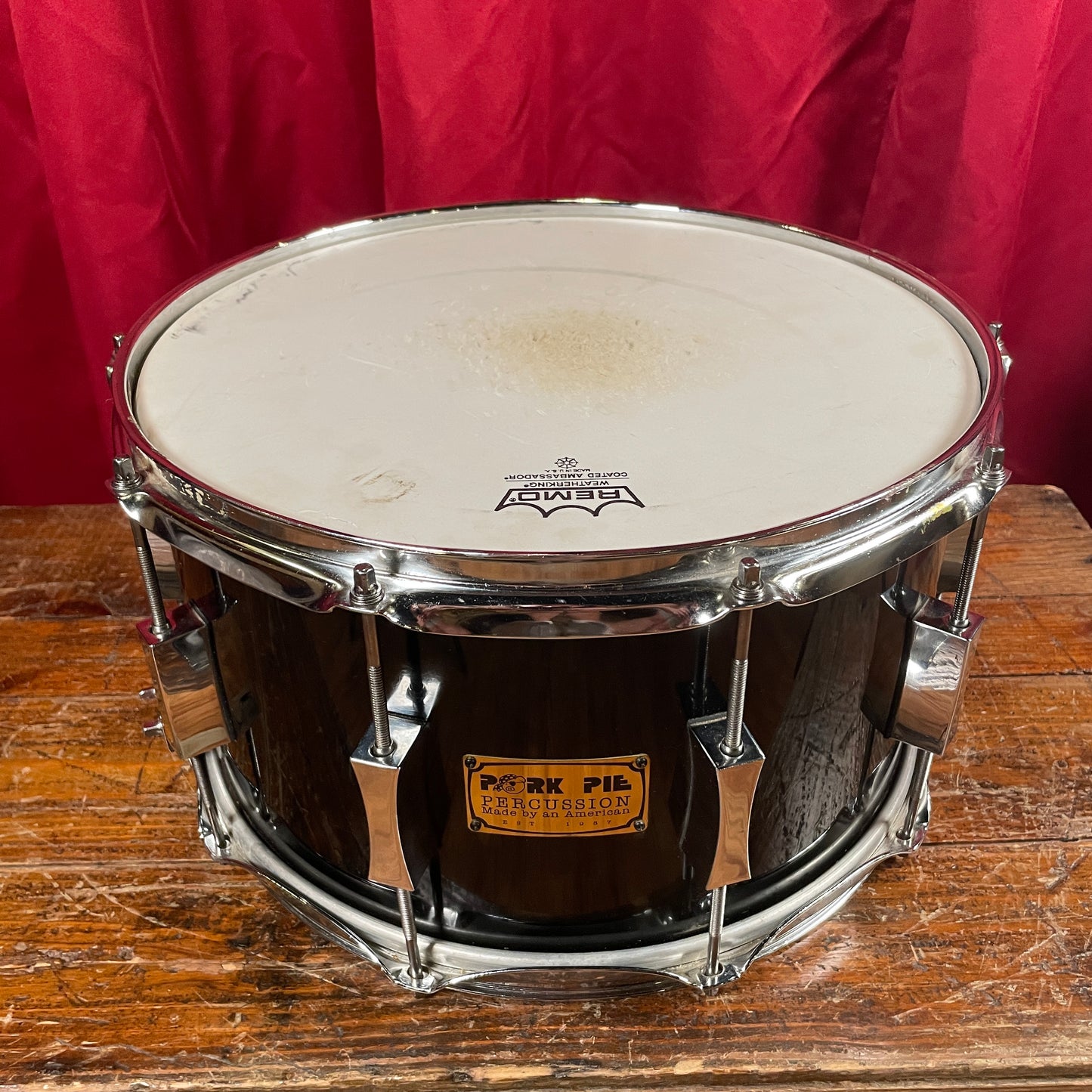 Pork Pie 8X14 Maple/Oak Snare Drum High Gloss Black 2011