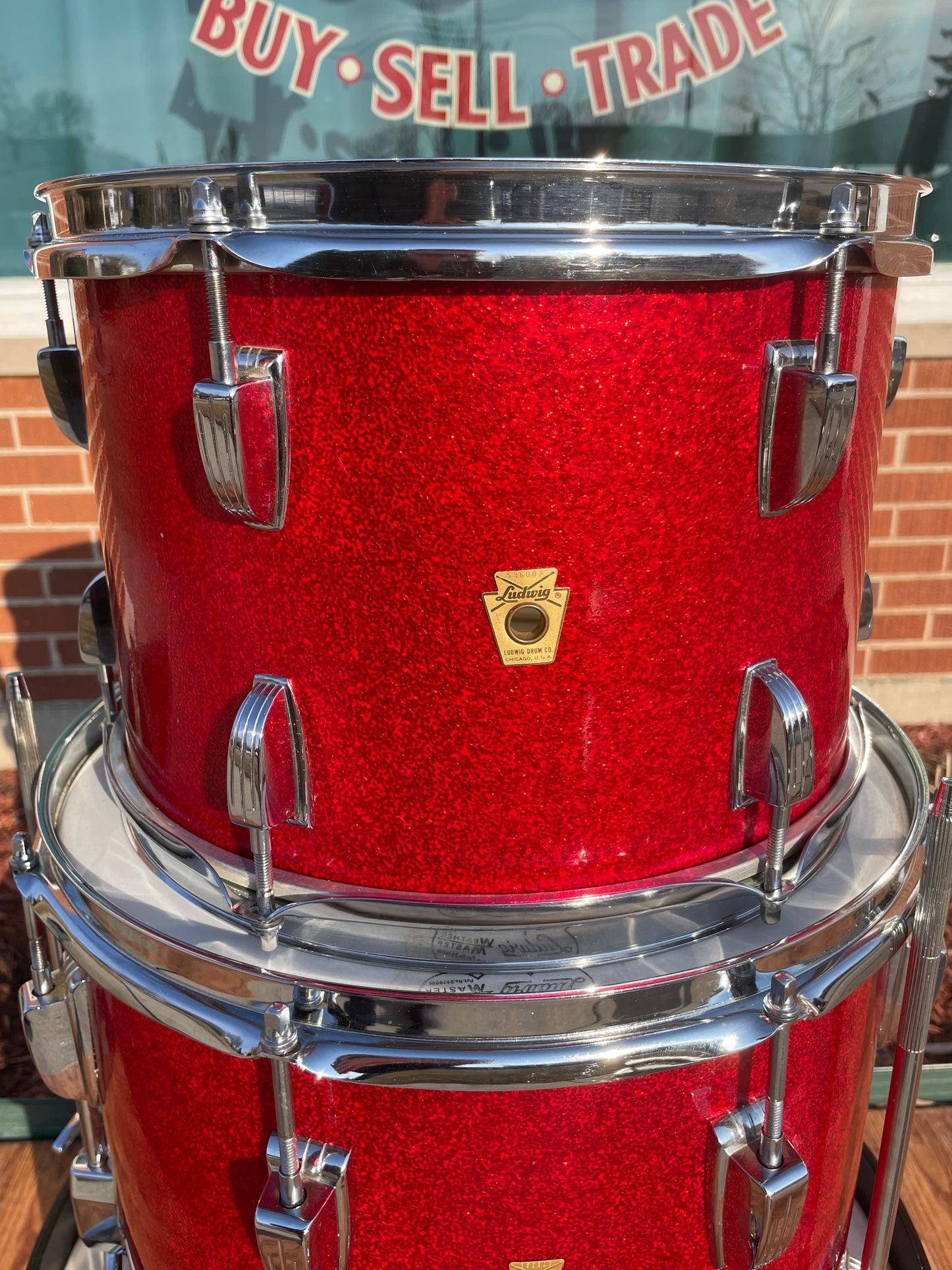 1960s Ludwig Downbeat Drum Set Red Sparkle 20/12/14