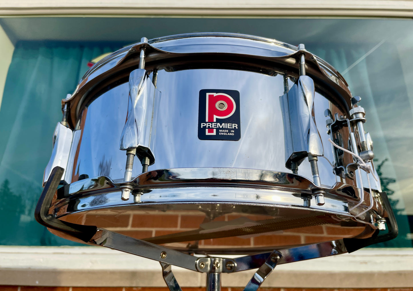 1970s Premier 5.5x14 Model 1005 Snare Drum Chrome Over Steel Made in England