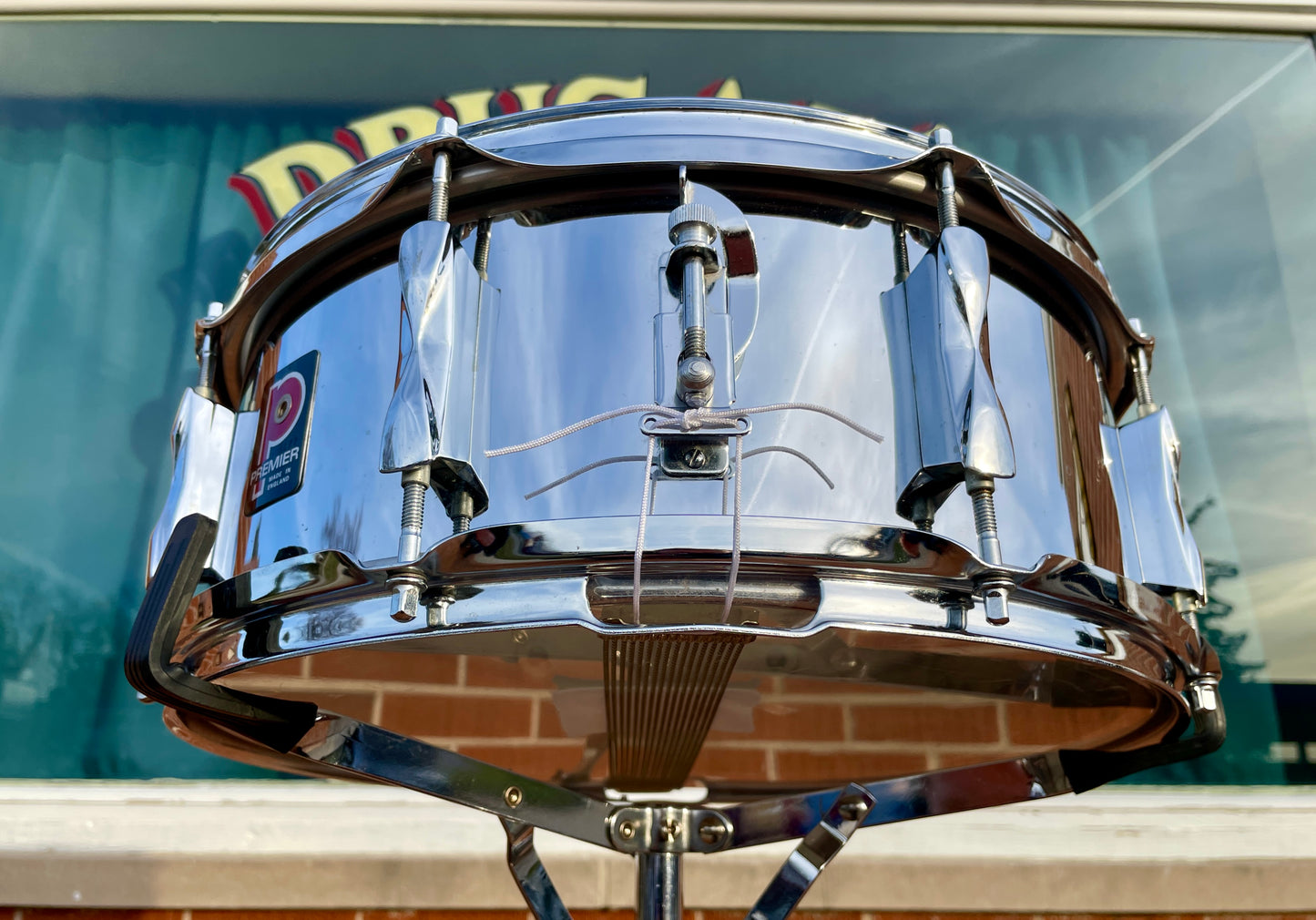 1970s Premier 5.5x14 Model 1005 Snare Drum Chrome Over Steel Made in England