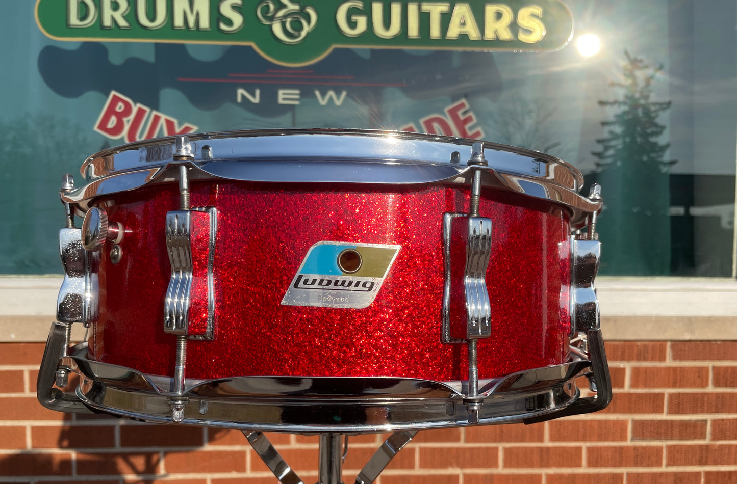 1970s Ludwig 5x14 Jazz Festival No. 908P Snare Drum Red Sparkle