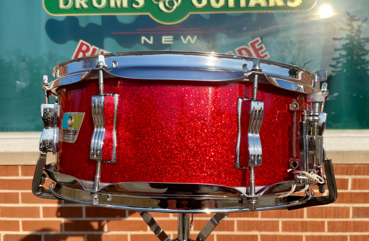 1970s Ludwig 5x14 Jazz Festival No. 908P Snare Drum Red Sparkle