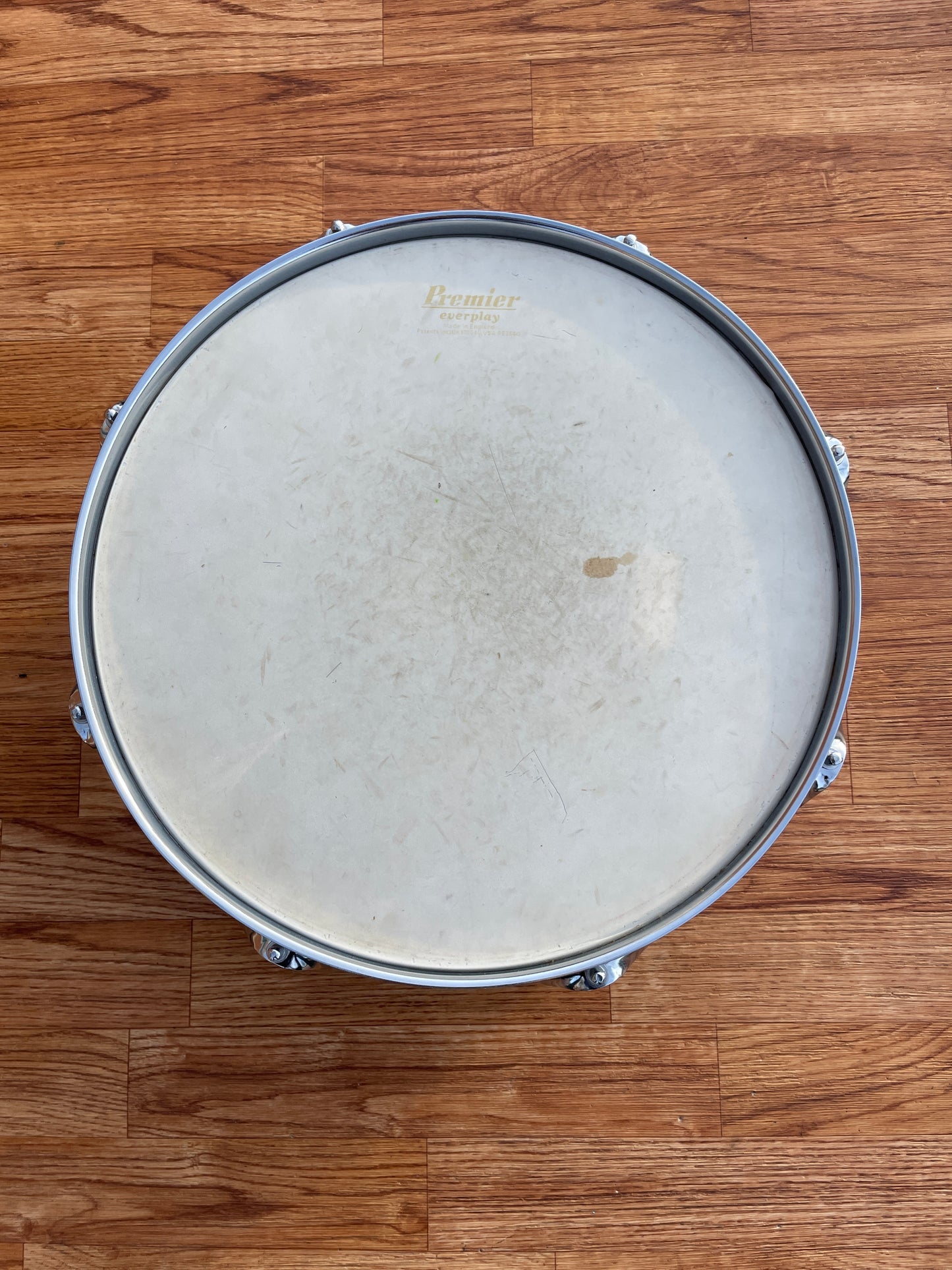 1970s Premier 5.5x14 Model 1005 Snare Drum Chrome Over Steel Made in England