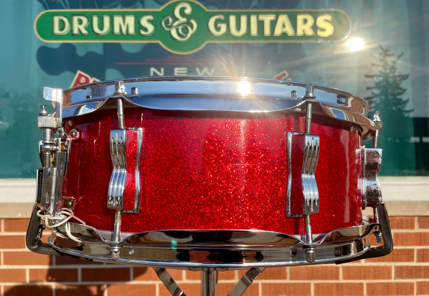 1970s Ludwig 5x14 Jazz Festival No. 908P Snare Drum Red Sparkle