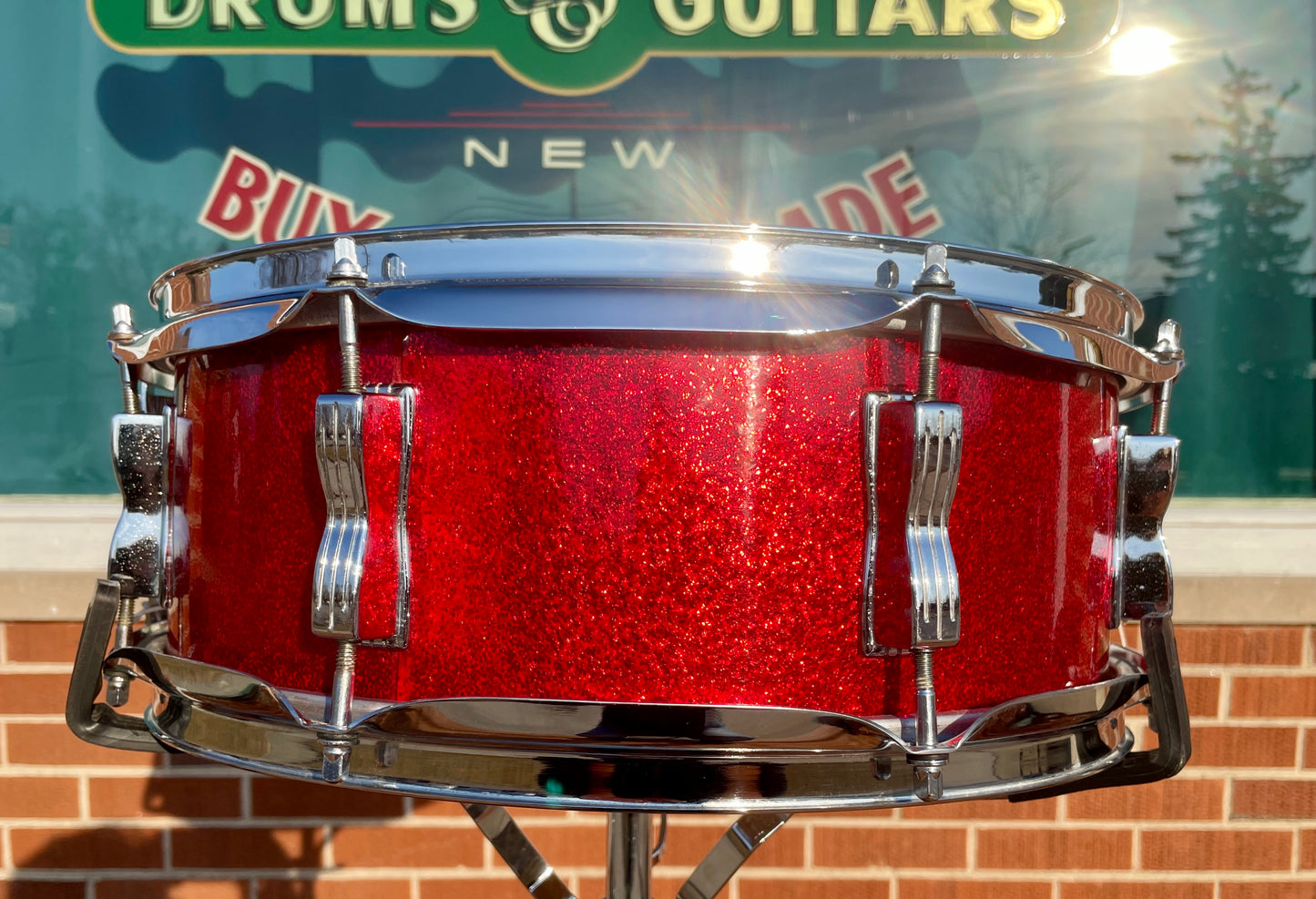 1970s Ludwig 5x14 Jazz Festival No. 908P Snare Drum Red Sparkle