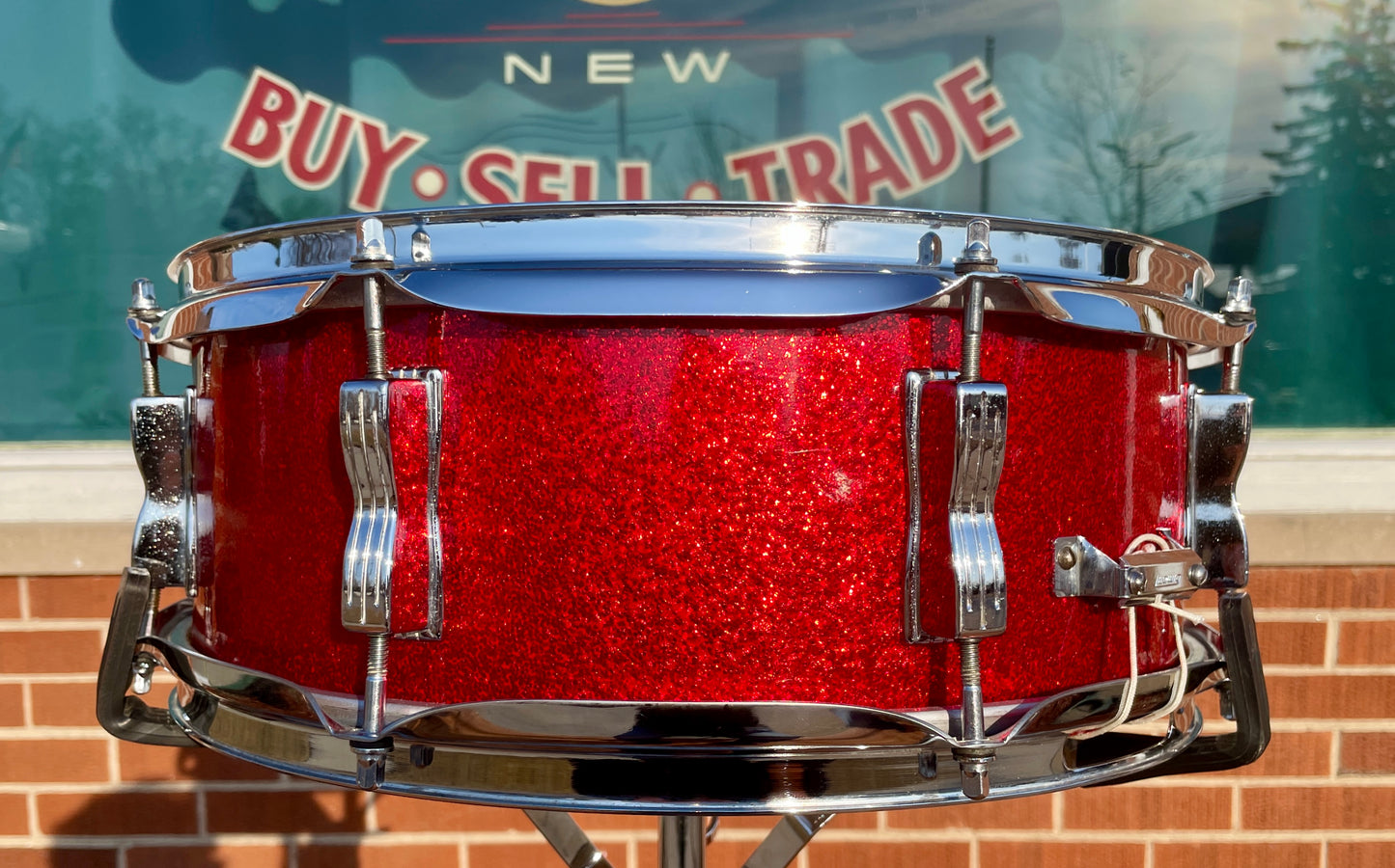 1970s Ludwig 5x14 Jazz Festival No. 908P Snare Drum Red Sparkle